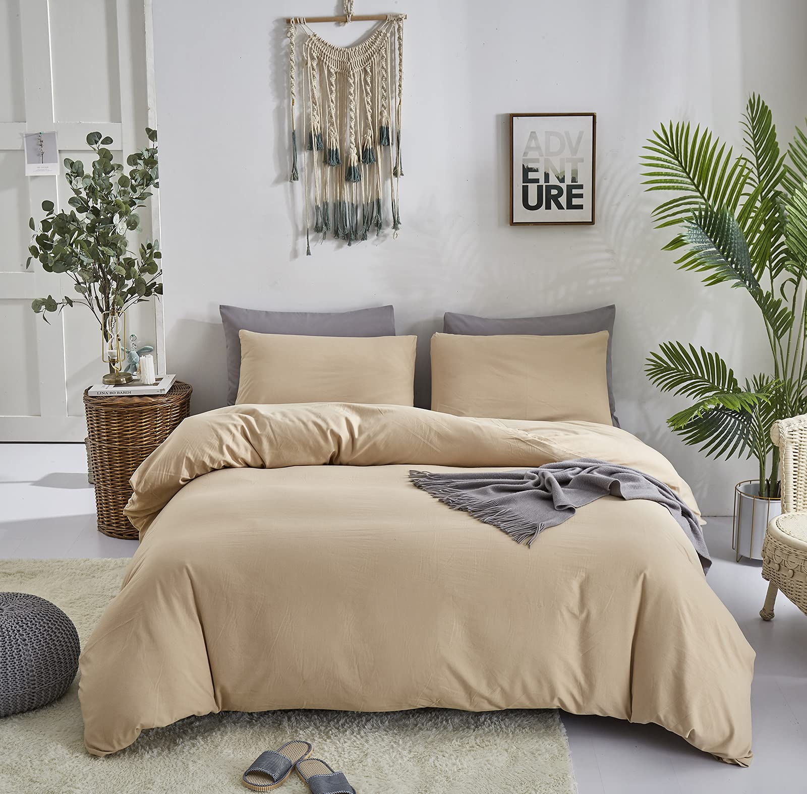 Light Brown Twin Comforter Set - Soft Beige & Taupe Bedding for Kids & Boys | Solid Color Sandy Dorm Comforter | Perfect for Bedrooms, Guest Rooms & College Dorms