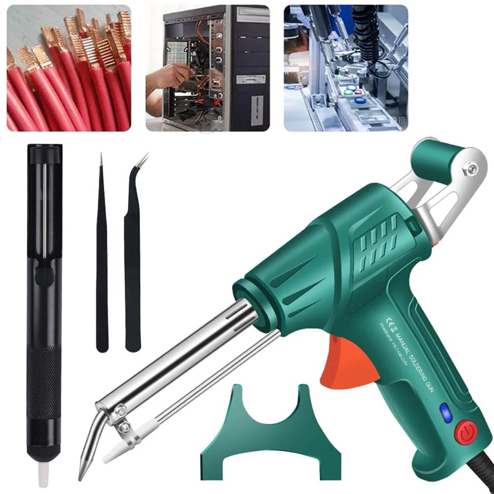 Upgrade 60W 110V Electric Soldering Iron Kit with Auto-Feed Function - 5-Piece Multifunctional Soldering Gun Set for Electronics Repair, Welding & DIY Projects - Perfect for Home, Workshop & Circuit Board Fixing