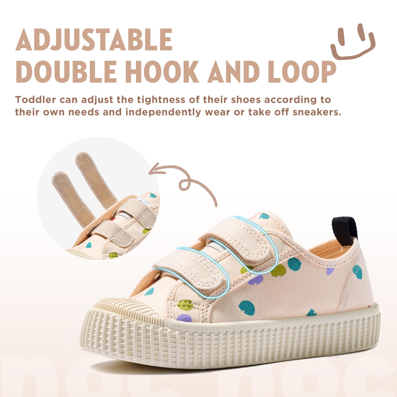Boys & Girls Canvas Sneakers with Hook and Loop Closure - Non-Slip Candy Color Sole | Comfortable Toddler Shoes for Playground, Preschool & Daily Wear