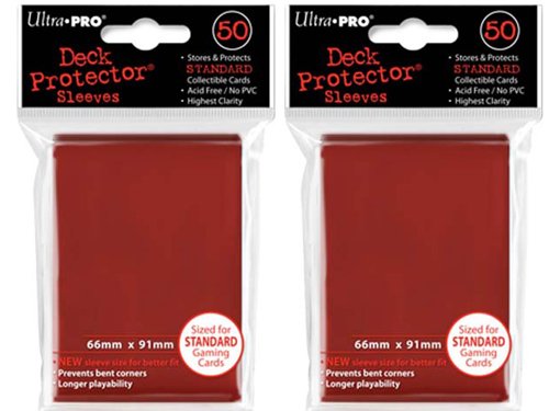 100 Ultra PRO Red Deck Protector Sleeves - Standard Size for MTG, Yu-Gi-Oh & Trading Card Games - Perfect for Card Protection & Game Nights