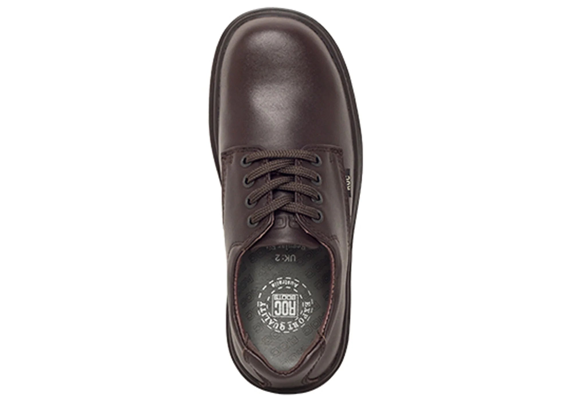 ROC Strobe Senior Brown Leather School Shoes for Boys & Girls - Comfortable & Durable Dress Shoes for Kids - Perfect for School, Formal Events & Daily Wear