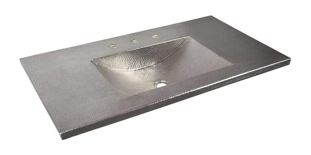 Brushed Nickel Cozumel Vanity Top with Bathroom Sink - Modern Bathroom Vanity Set for Powder Room & Master Bath Remodel | Durable & Stylish Design