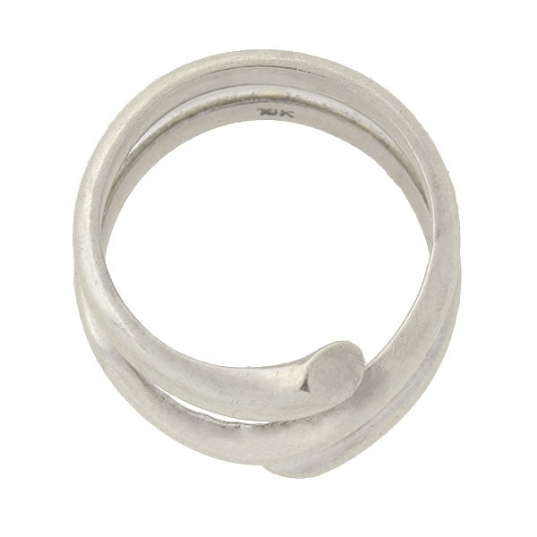 Vintage 18K White Gold Wrapped Band Ring for Women - Elegant Stackable Wedding Band, Anniversary Gift, Everyday Jewelry for Special Occasions
