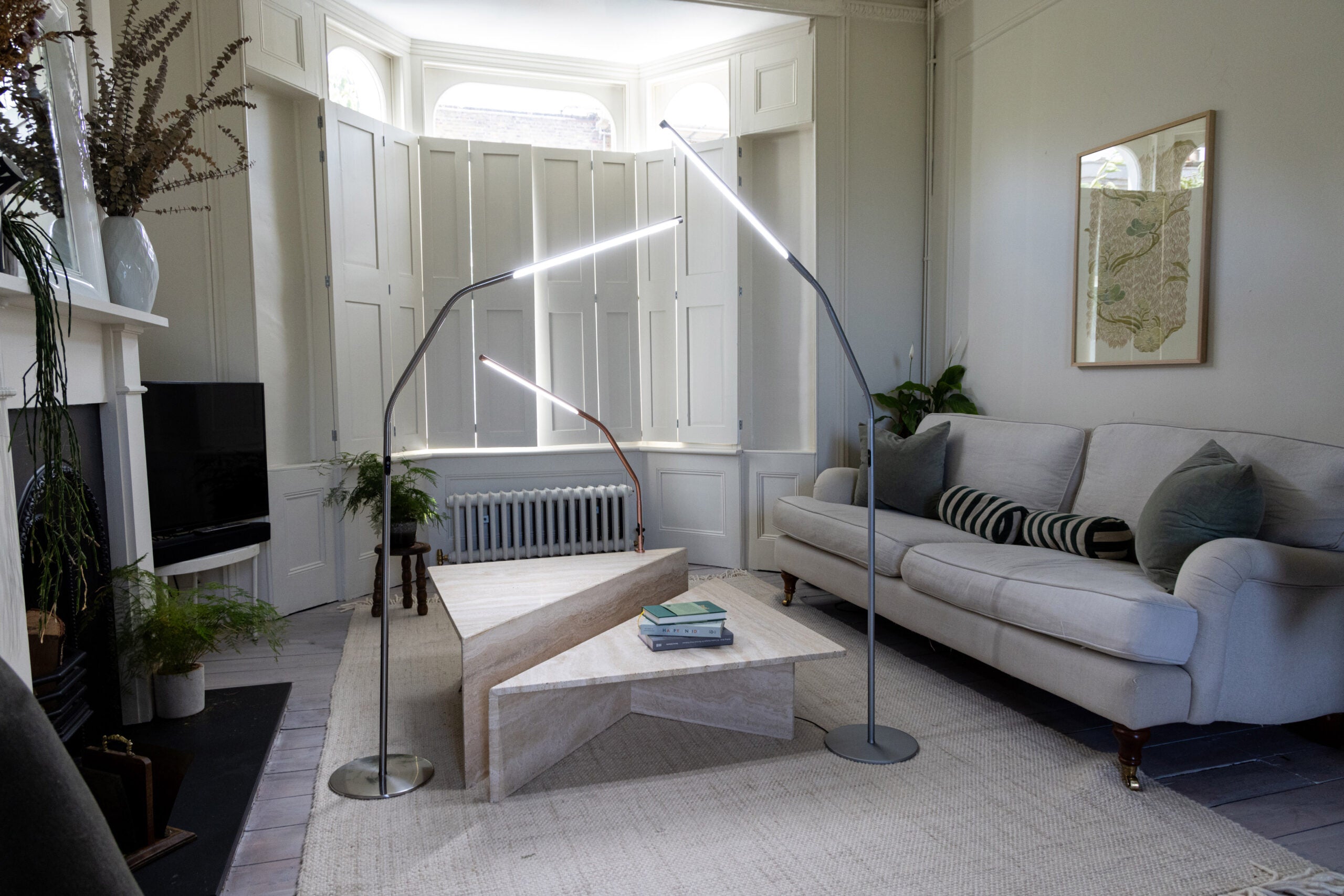 Slimline 4 Floor Lamp with Daylight LED - Modern Adjustable Standing Light for Living Room, Bedroom & Office - Bright Natural Lighting for Reading, Working & Relaxing