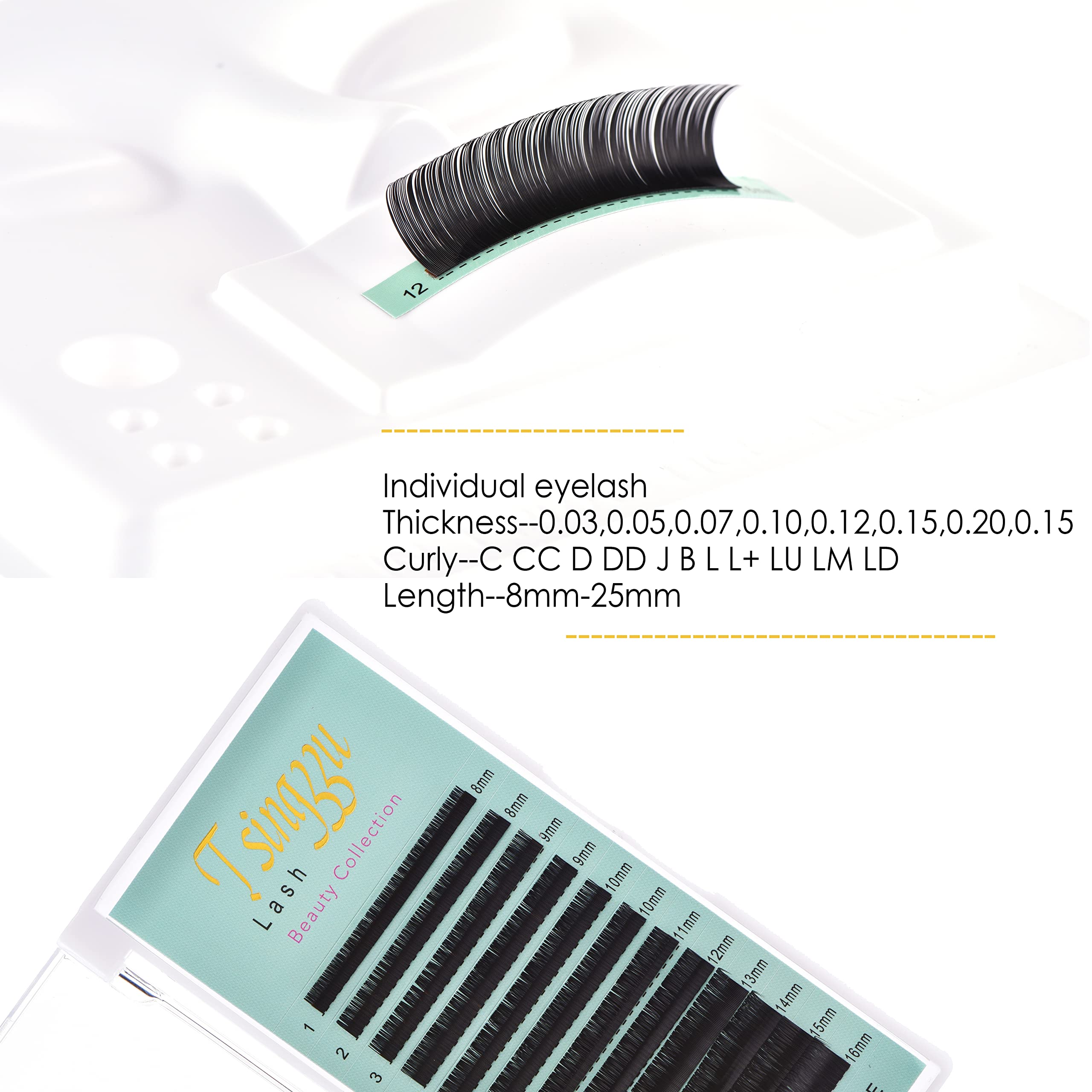 Premium 0.07mm C Curl 10mm Individual Eyelash Extensions - Natural Look Lash Supplies (0.03/0.05/0.07/0.1/0.15mm, C/D Curl, 8-16mm Mix) - Perfect for Salon, Bridal & Daily Wear