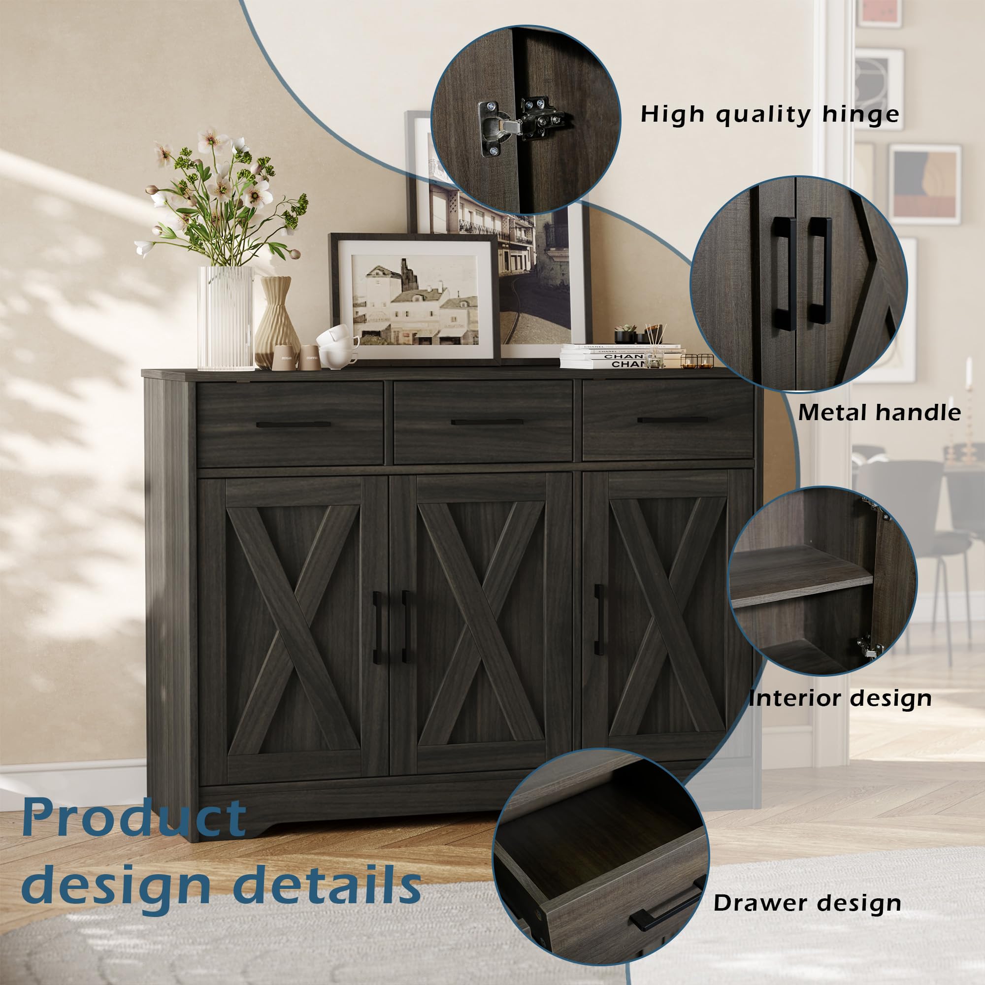Mid-Century Modern TV Stand with Storage Cabinet - Dark Brown Entertainment Center Media Console for Living Room & Bedroom | Perfect for Flat Screen TVs & Home Theater Setup