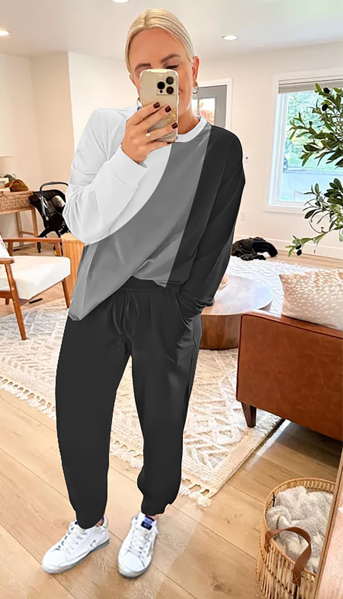 ETCYY Women's 2-Piece Lounge Set - Soft Sweatsuit with Long Pants for Yoga, Workout & Home Relaxation | Comfortable Athletic Tracksuit for Casual Wear & Gym