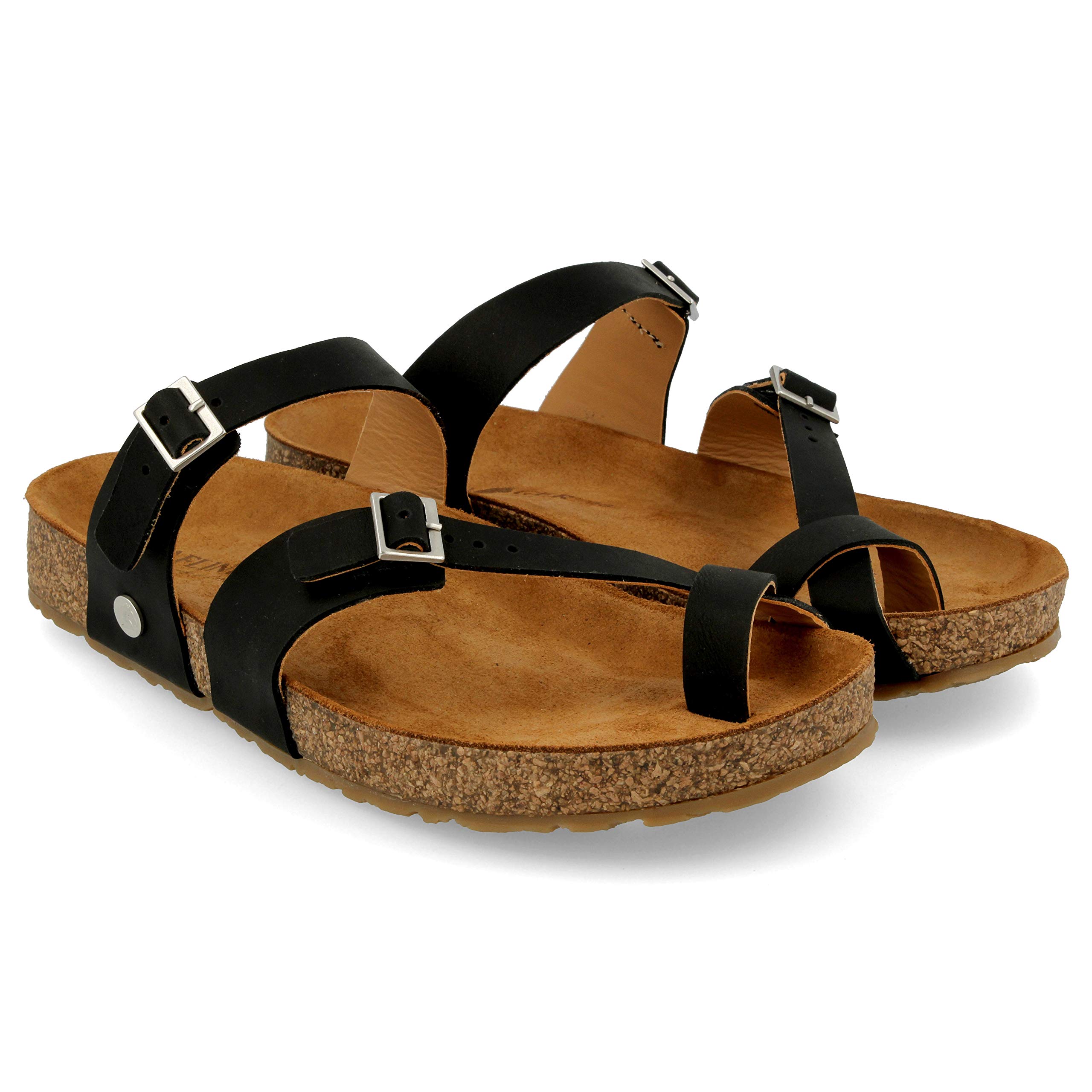 HAFLINGER Women's Hedda Slide Sandals - Comfortable Wool Felt Slippers with Arch Support (Black, Size 5) | Perfect for Indoor/Outdoor Wear, Spa, Yoga & Relaxation at Home