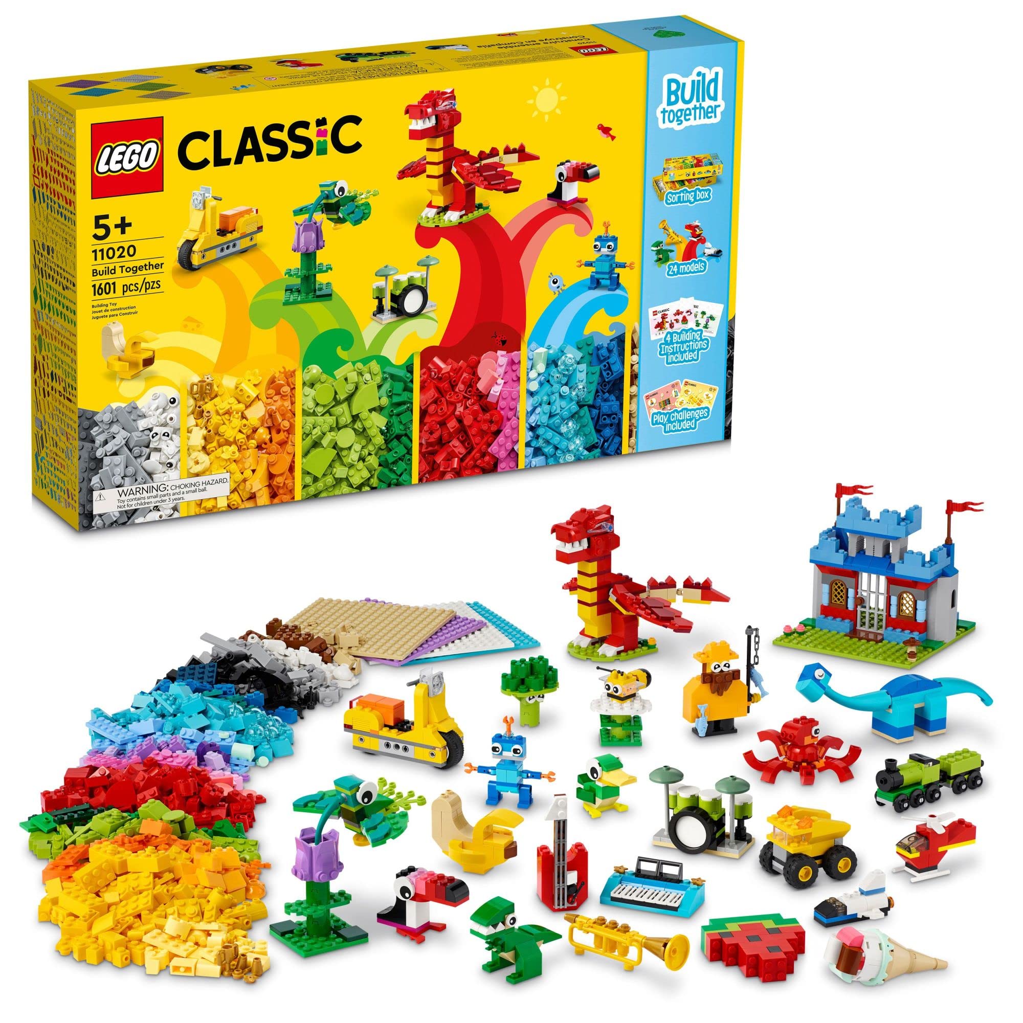 LEGO Classic Creative Building Toy Set 11020 - 1,601 Pieces Construction Blocks for Kids Ages 5+ | STEM Learning, Family Bonding & Creative Play | Perfect for Birthday Gifts, Classroom Activities & DIY Projects