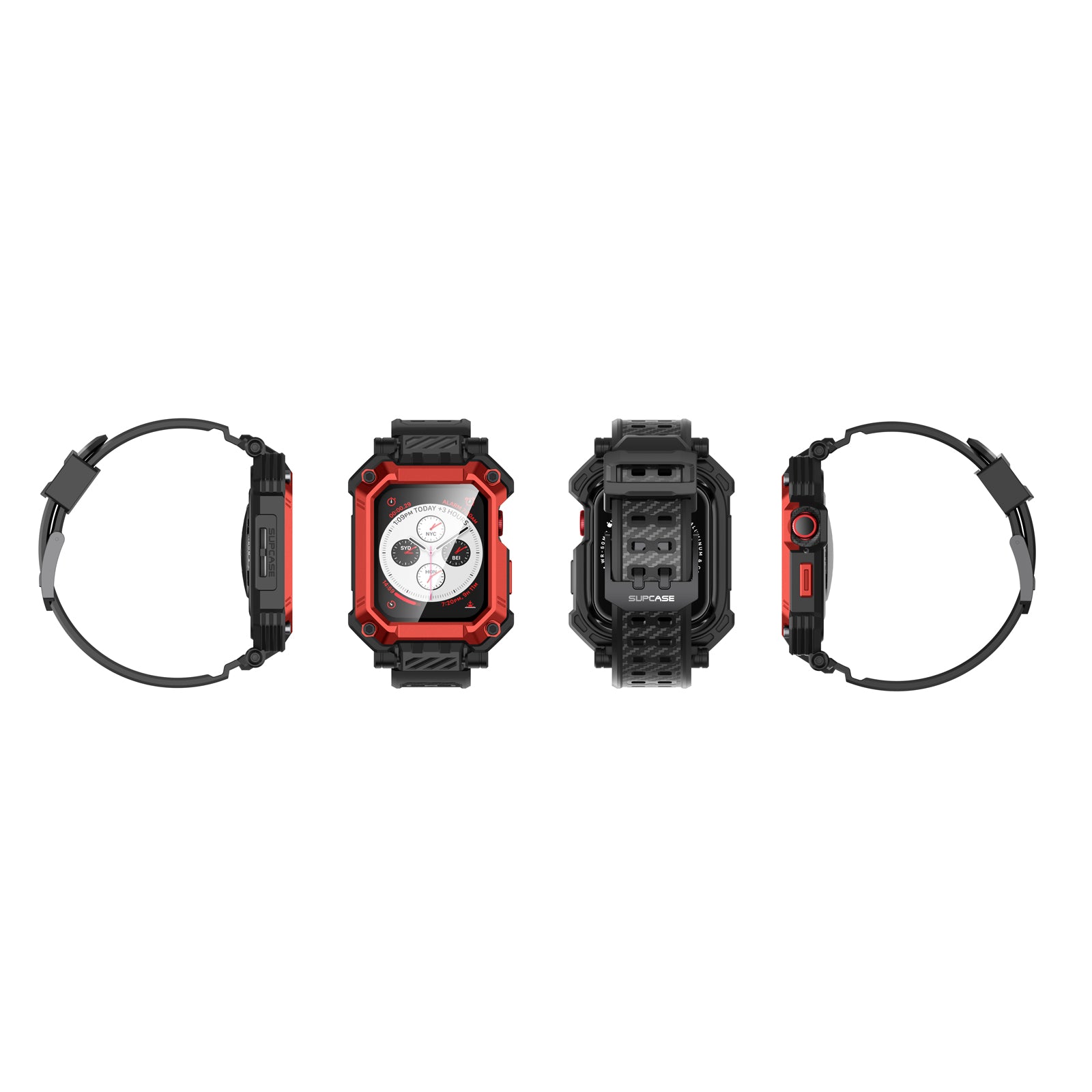 Apple Watch 45mm Unicorn Beetle PRO Rugged Case with Tempered Glass Screen Protector - Metallic Red | Shockproof Protective Cover for Outdoor Sports & Active Lifestyle