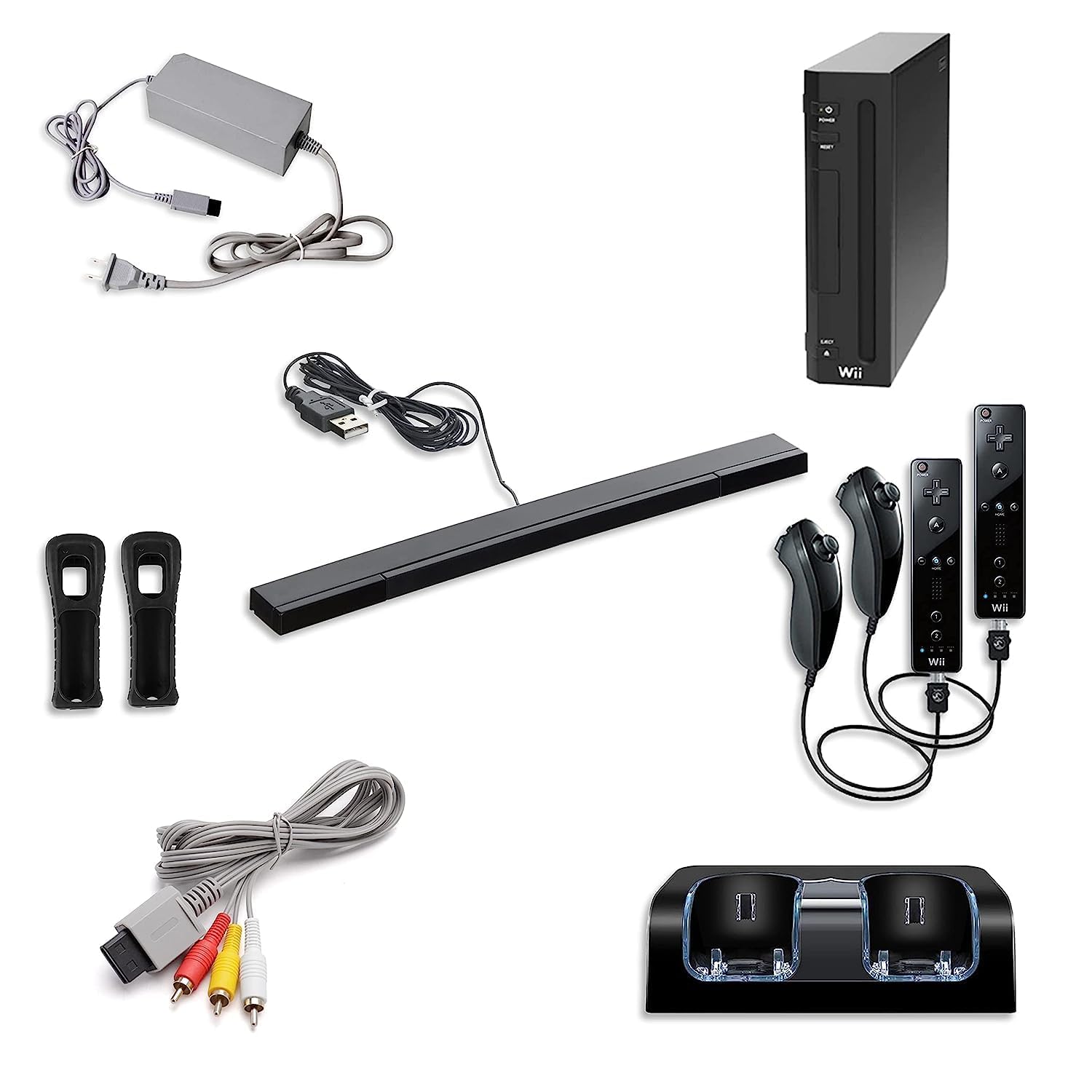 Refurbished Nintendo Wii Black Premium Bundle - Complete Gaming Console with Motion Controller for Family Fun & Entertainment