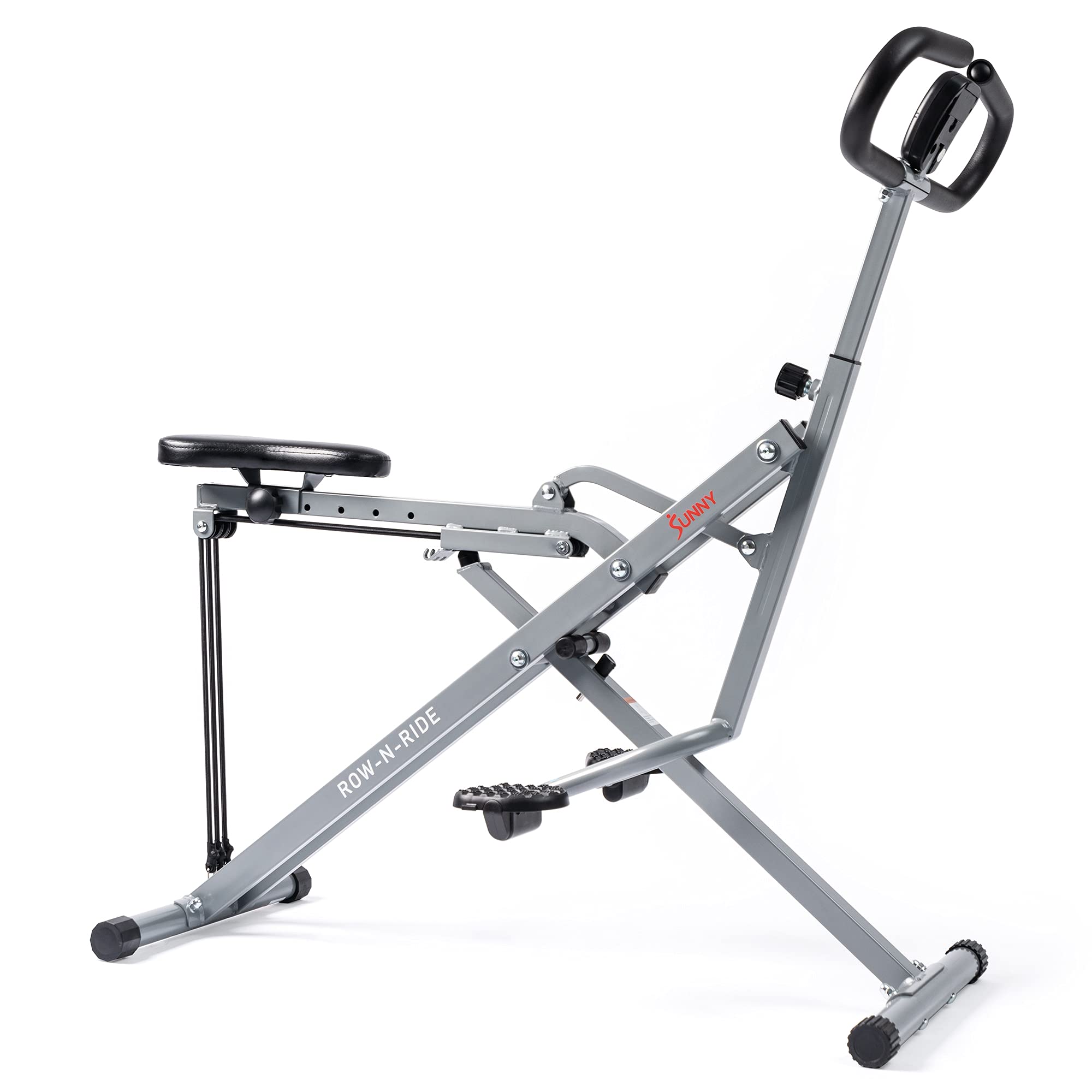 Sunny Health & Fitness Row-N-Ride Squat Machine - Home Gym Equipment for Glutes, Abs & Full Body Workout | DB Method Assisted Trainer for Butt Building & Toning | Perfect for Home Exercise & Small Spaces