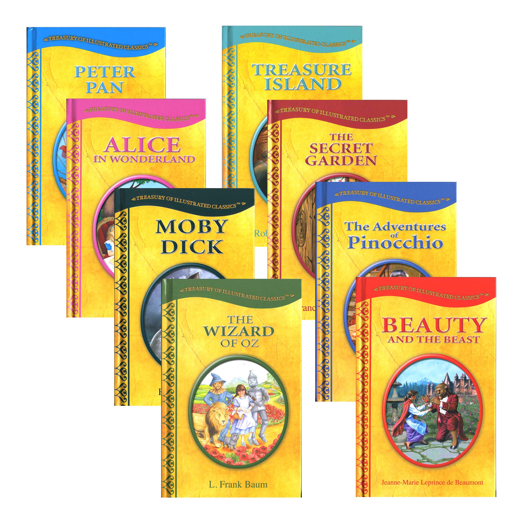 Premium Illustrated Hardcover Storybook Collection - 8 Classic Titles: Peter Pan, Beauty and The Beast, Treasure Island, Alice in Wonderland | 48-Pack Children's Books for Bedtime Stories, Homeschooling & Classroom Reading