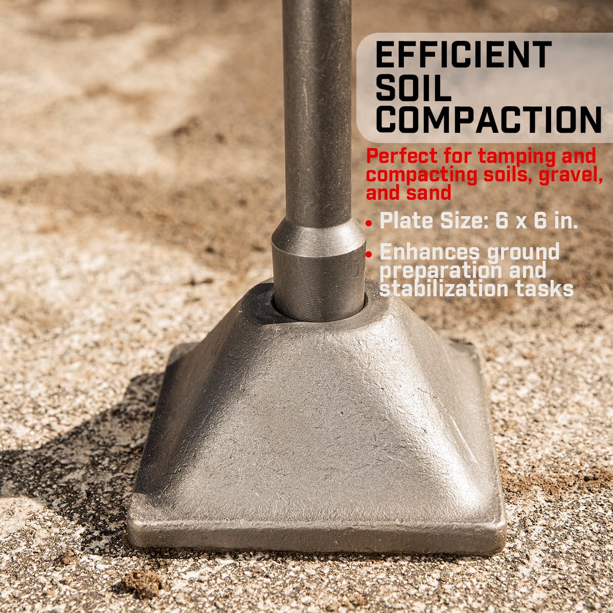 XtremepowerUS Tamper Shank and Plate for Jack Hammer Bit - Heavy Duty Electric Demolition Concrete Breaker Tool - Ideal for Construction, Road Repair & Demolition Projects
