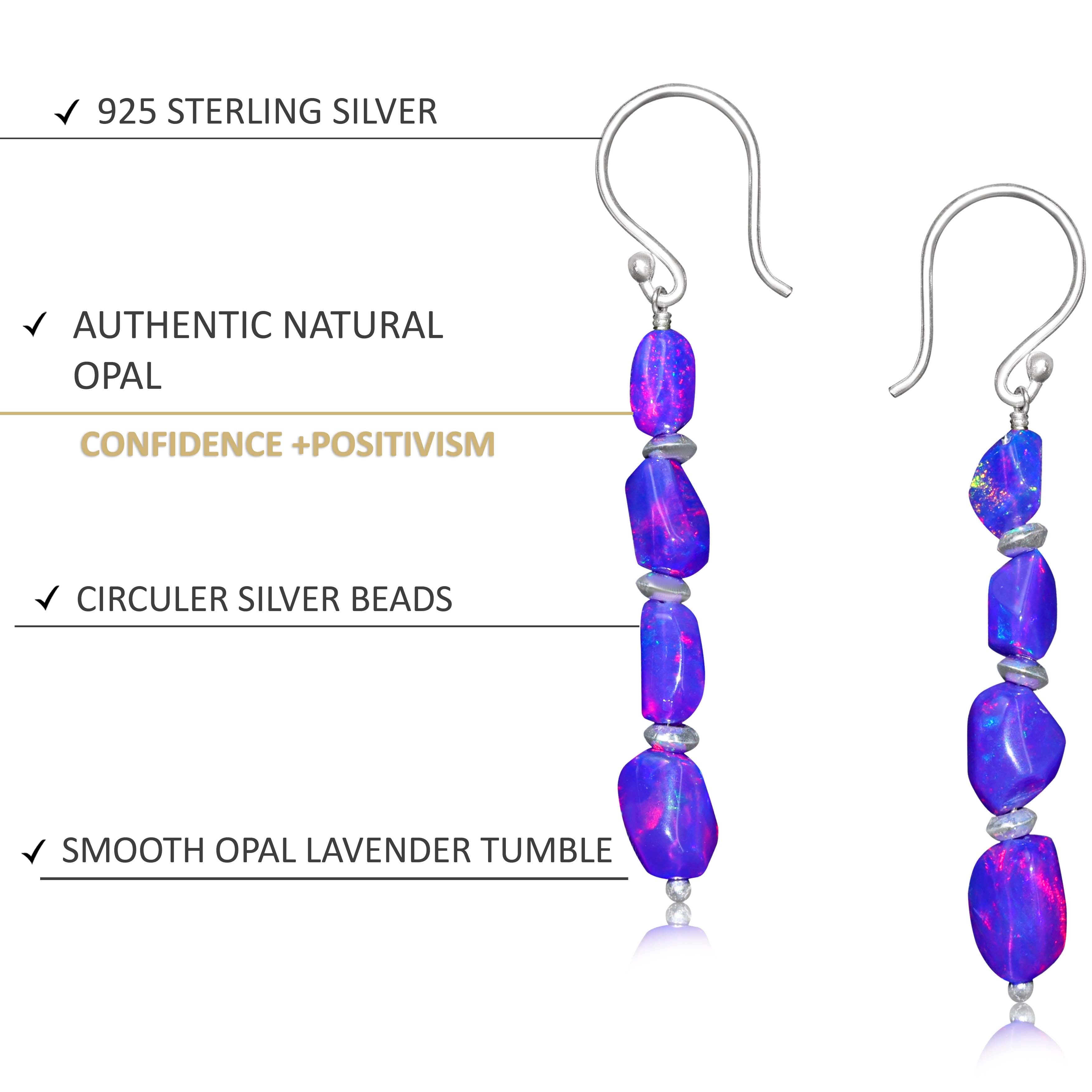 Lavender Opal Dangle Earrings for Women - Elegant Handmade Christmas Gift for Her - Perfect for Holiday Parties, Weddings & Special Occasions