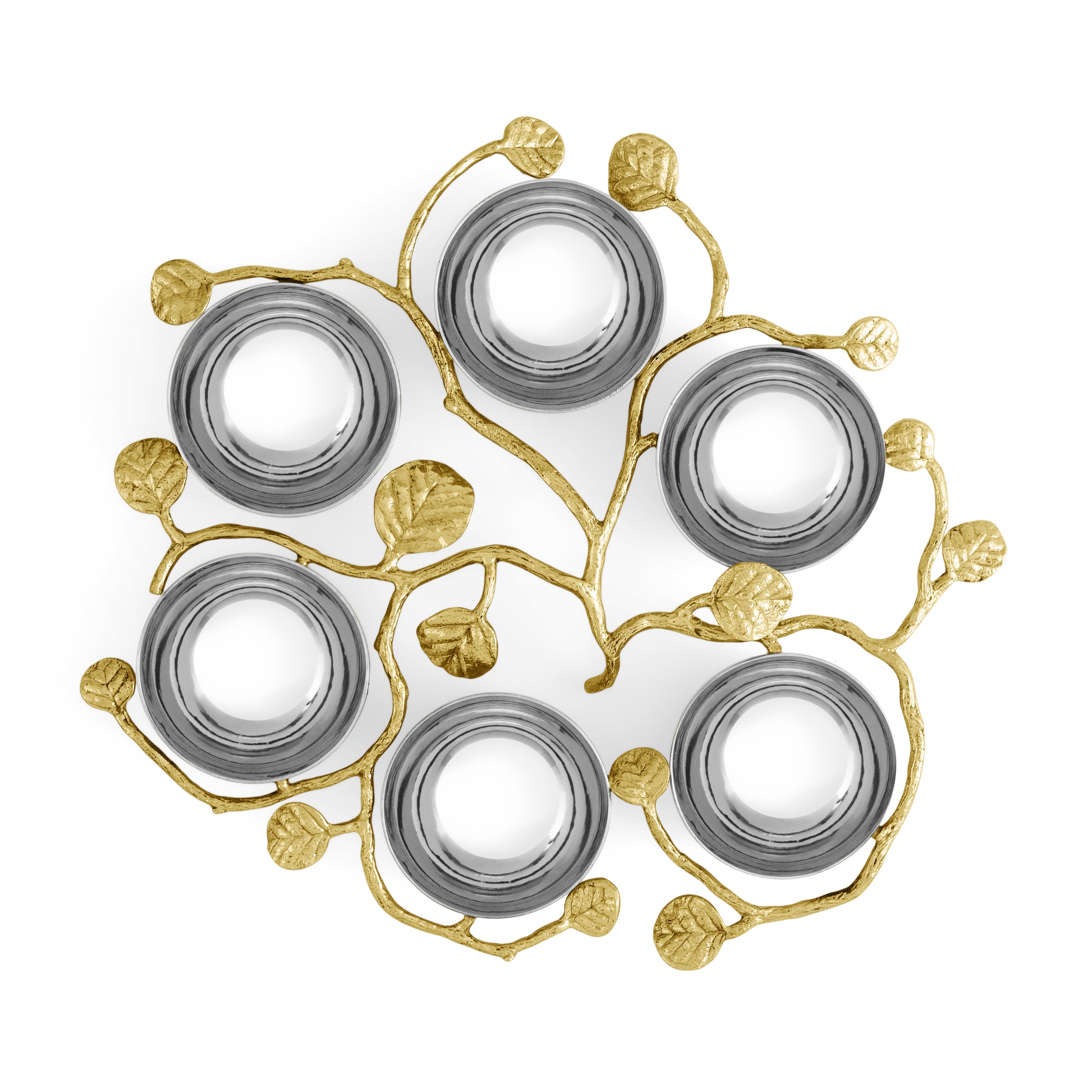 Elegant Botanical Leaf Gold Seder Plate for Passover - Traditional Jewish Holiday Dinnerware for Festive Celebrations & Family Gatherings