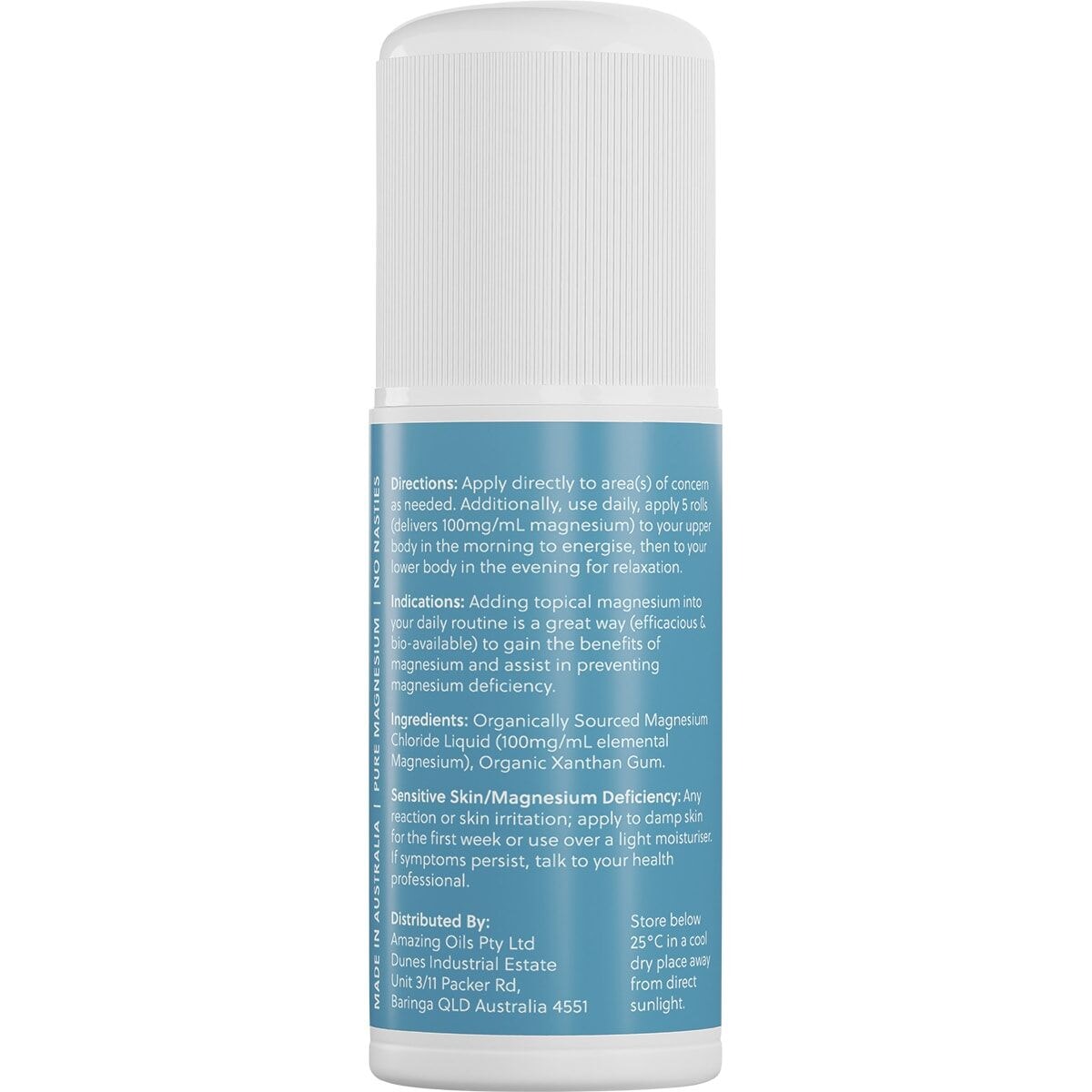 Pure Magnesium Gel Roll-On for Daily Use - Fast-Absorbing Muscle Relief & Relaxation - Perfect for Post-Workout Recovery & Stress Relief