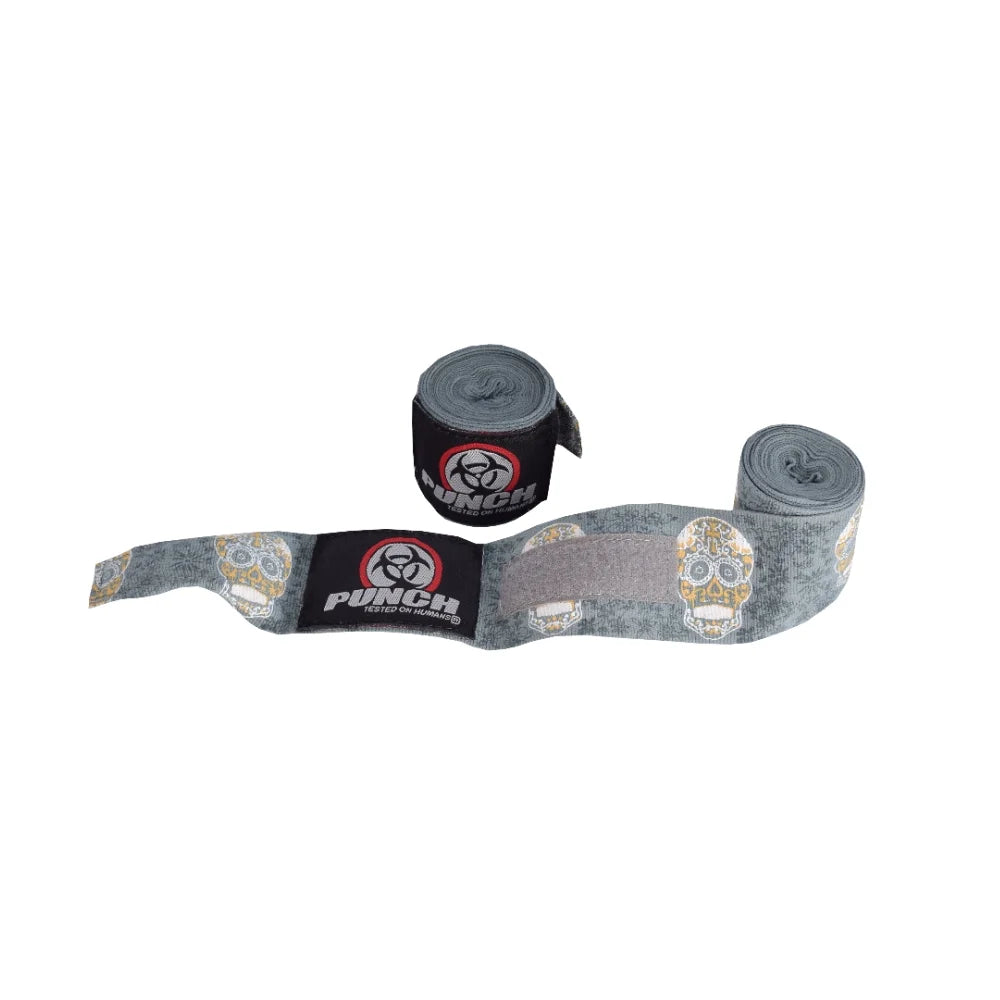 Premium 4.5m Stretch Hand Wraps with Gold Skull Design - Ideal for Boxing, MMA Training & Fitness Workouts
