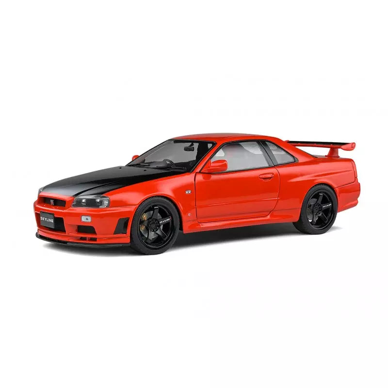 1:18 Scale Solido Nissan Skyline GT-R R34 Diecast Model Car - Active Red - Collectible Sports Car for Display & Racing Enthusiasts - Perfect for Home Decor, Office Display & Car Collection Showcase