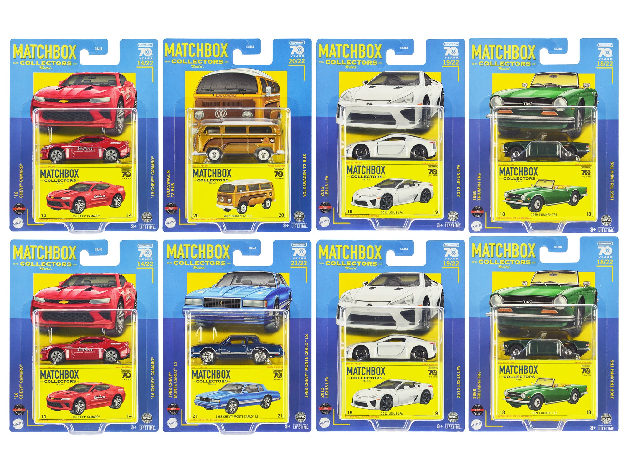 Matchbox 2023 Superfast Collectors Assortment - 70th Anniversary Special Edition Set of 8 Diecast Model Cars | Perfect for Display, Gifts & Car Enthusiast Collections