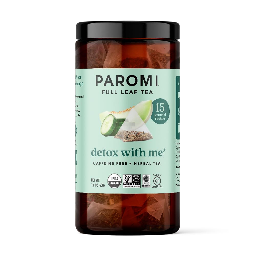Paromi Detox With Me Organic Rooibos Herbal Tea – 15 Count in Signature Jar | Caffeine-Free, Antioxidant-Rich | Perfect for Relaxation & Wellness