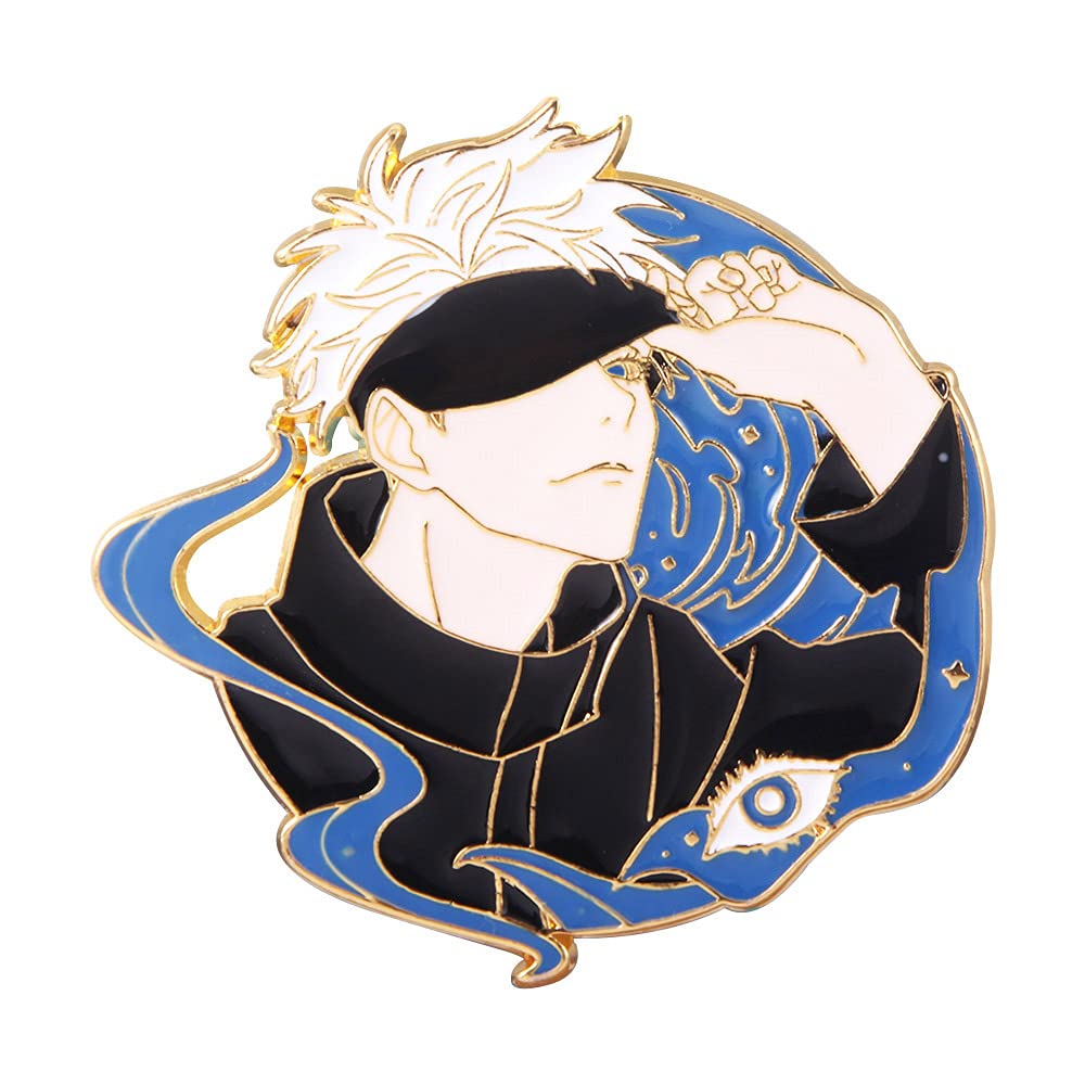 Jujutsu Kaisen Anime Brooch Pin - Satoru Gojo Enamel Badge - Cute Collectible Gift for Anime Fans - Perfect for Cosplay, Backpacks & Jacket Decor