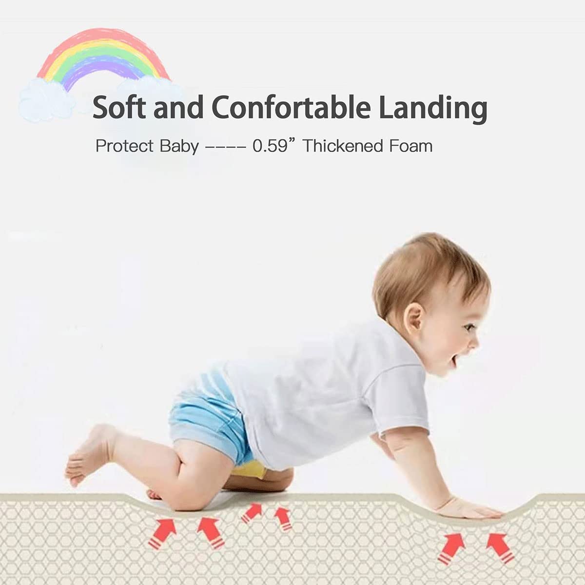 **Non-Toxic Baby Play Mat for Floor – Reversible Foam Crawling Mat for Infants & Toddlers | Waterproof, One-Piece Design | Elephant Print – Perfect for Nursery, Playroom & Daycare**