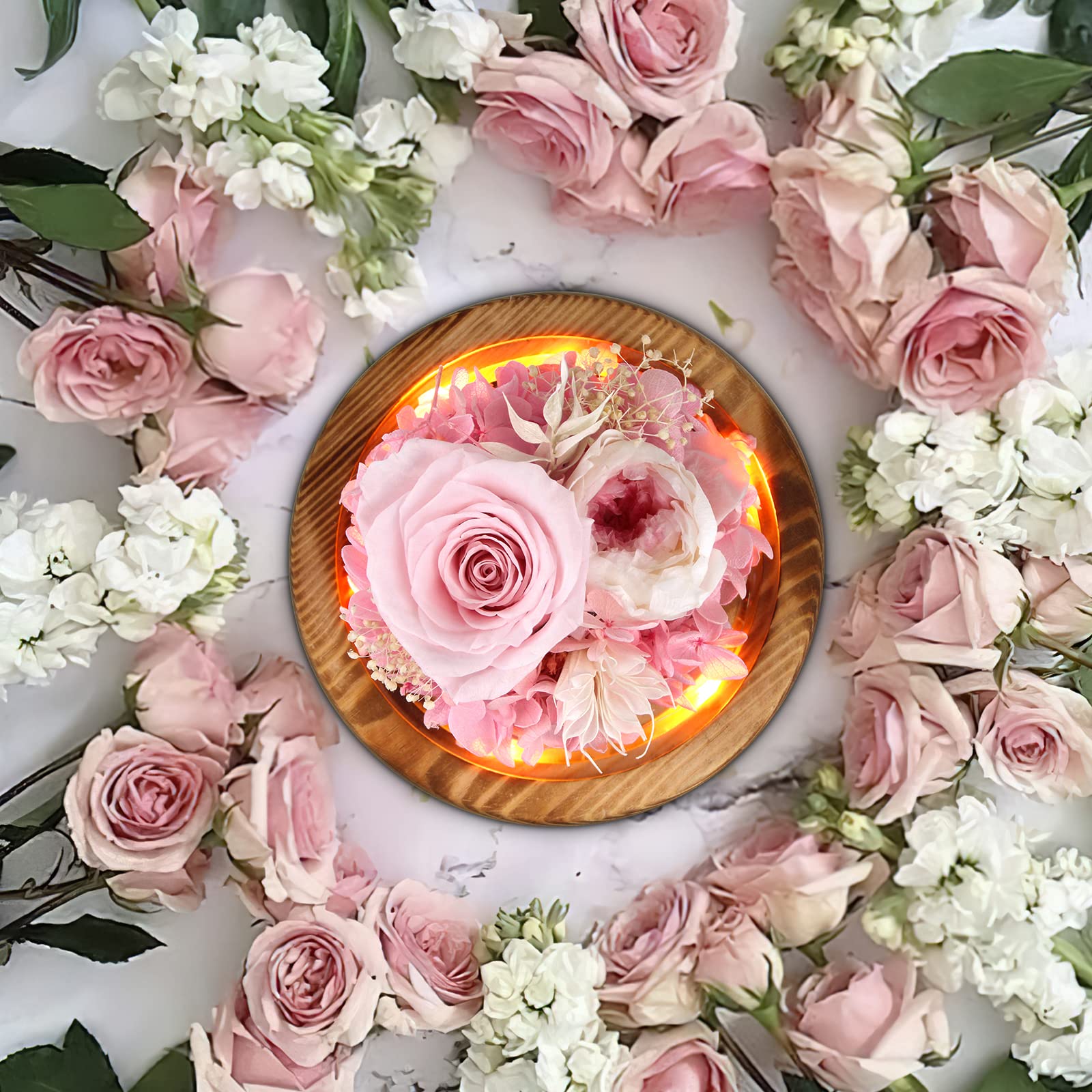 Preserved Rose Bouquet - Eternal Fresh Flowers Gift for Women, Birthday, Christmas, Mother's Day - Long Lasting Luxury Roses with Battery - Perfect for Home Decor, Wedding Centerpieces & Romantic Surprises