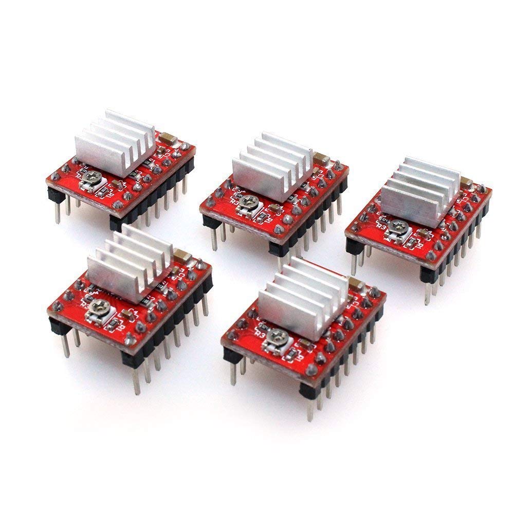 5Pcs A4988 Stepper Motor Driver Module for RepRap 3D Printers - StepStick with Heatsinks | Compatible with CNC, Robotics & DIY Electronics Projects