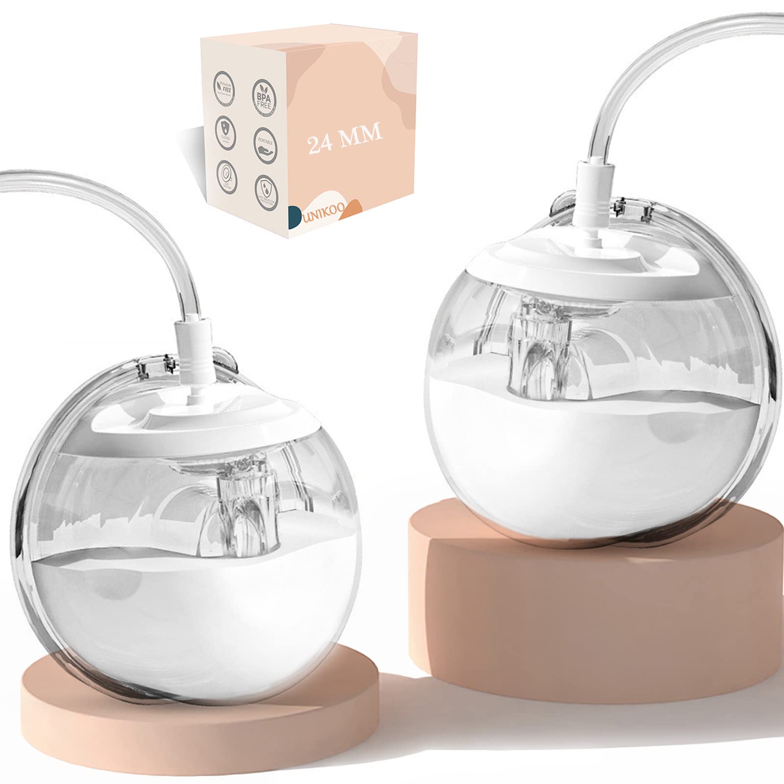 Hands-Free Wearable Milk Collection Cup - Compatible with Zomee, Spectra, Medela Electric Breast Pumps (24mm 2Pcs) | Ideal for Discreet Pumping at Work, Travel & On-the-Go Moms