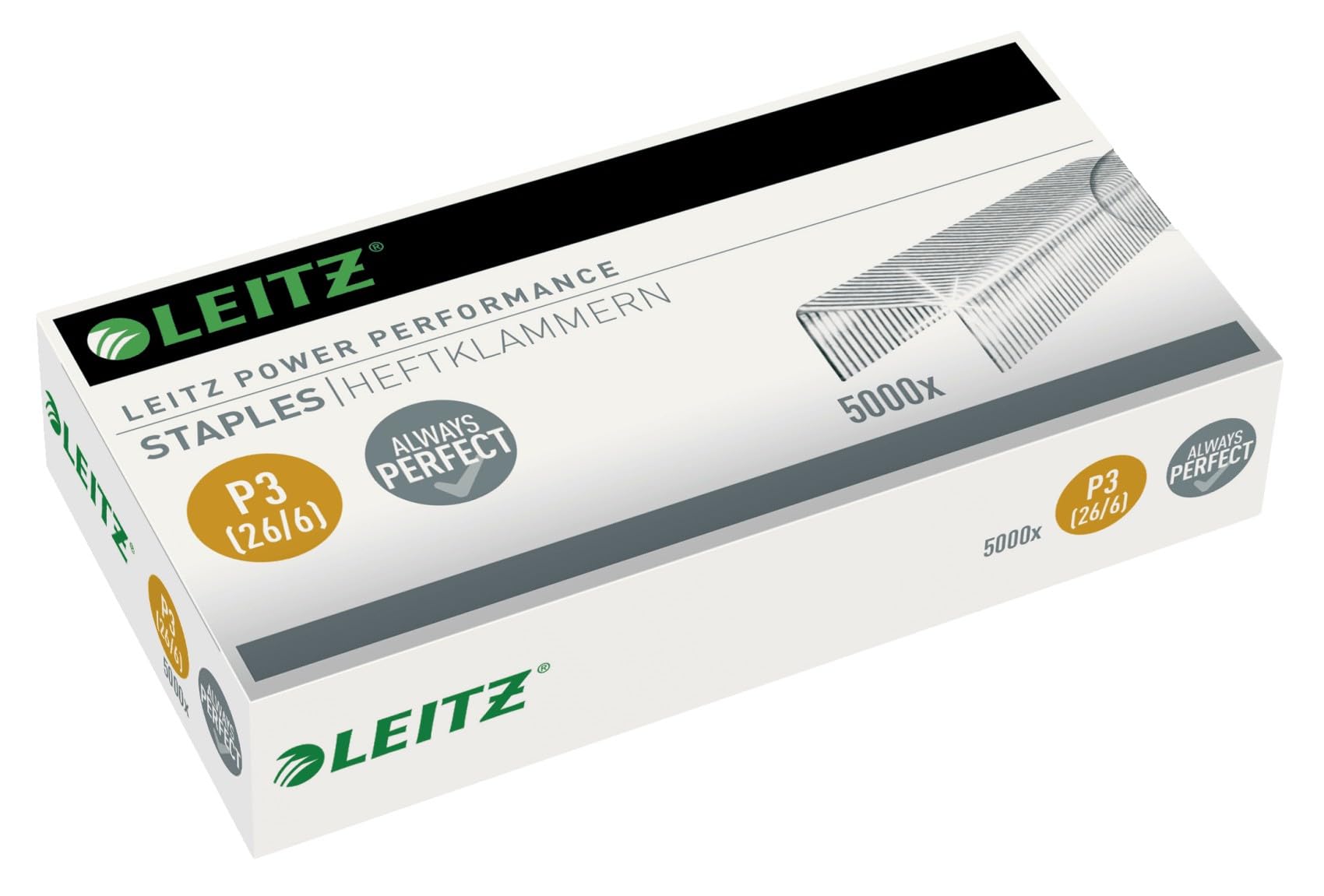 Leitz 55721000 P3 26/6 mm Staples - 2 x 5000 Pack | Heavy Duty Staples for Office, School & Home Use | Perfect for Staplers, Paperwork & Craft Projects