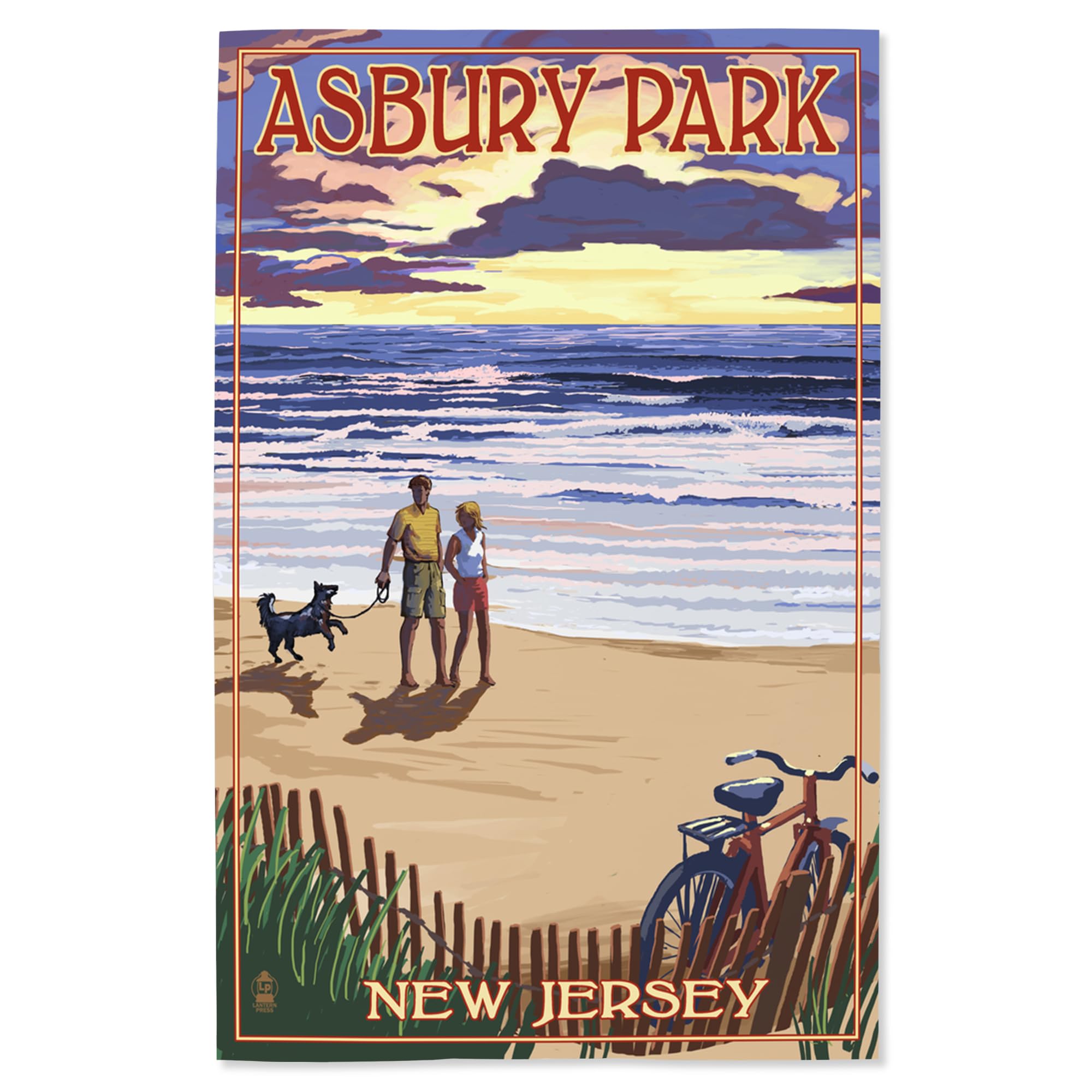 Lantern Press 16x24 Inch Giclee Print - Asbury Park New Jersey Beach Sunset Wall Art | Coastal Decor for Living Room, Bedroom & Office