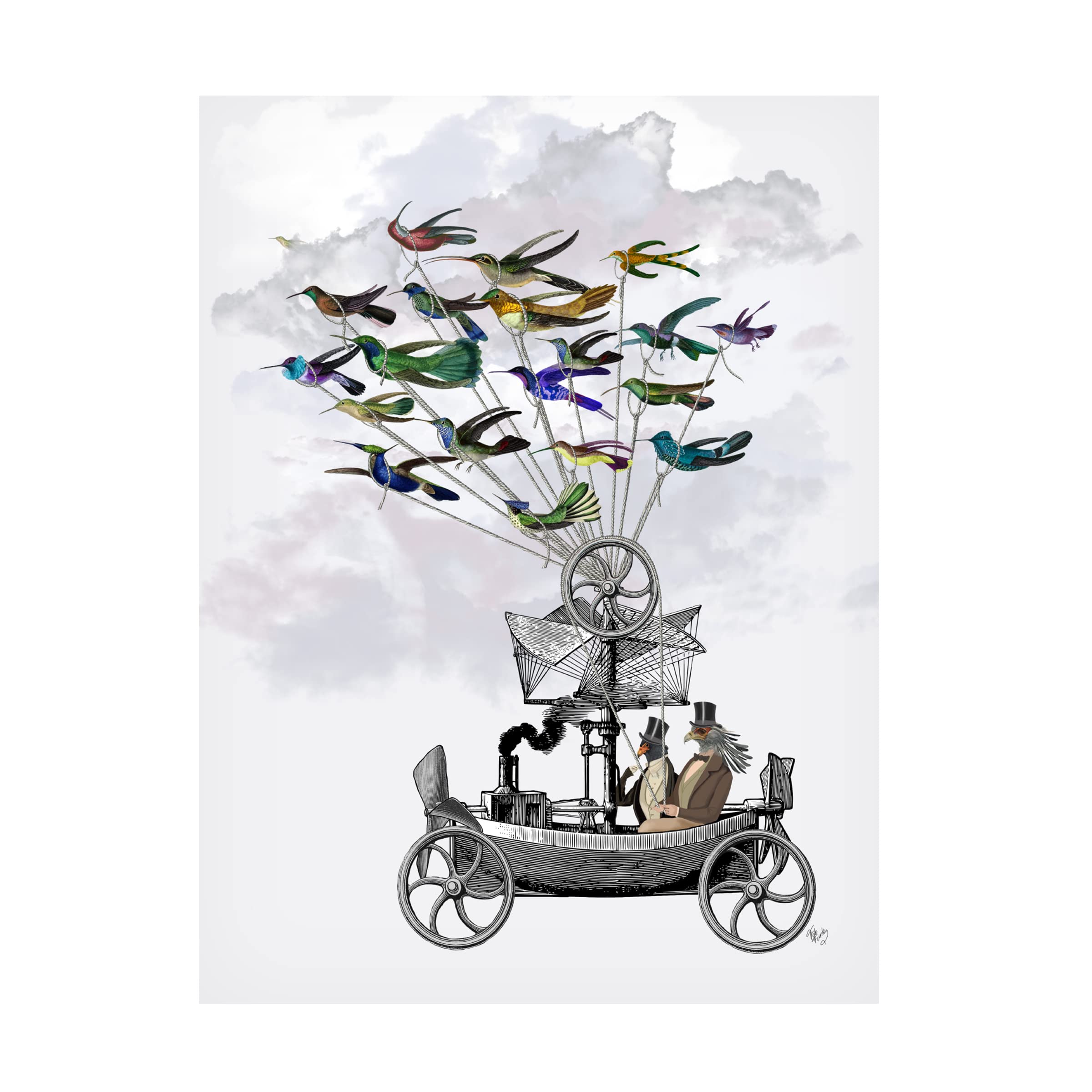 Fab Funky 'Bird Boat' Canvas Wall Art Print - Modern Home Decor for Living Room, Bedroom & Office - Handmade Premium Quality Fine Art