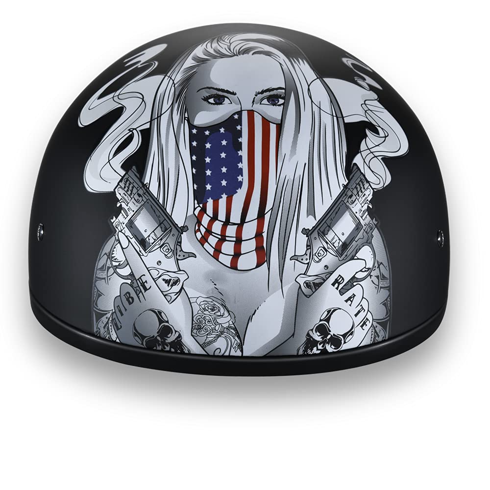 Daytona Half Skull Cap Motorcycle Helmet - DOT Approved Safety Gear for Men & Women [Multiple Graphics] - Perfect for Cruiser, Chopper & Street Bike Riders