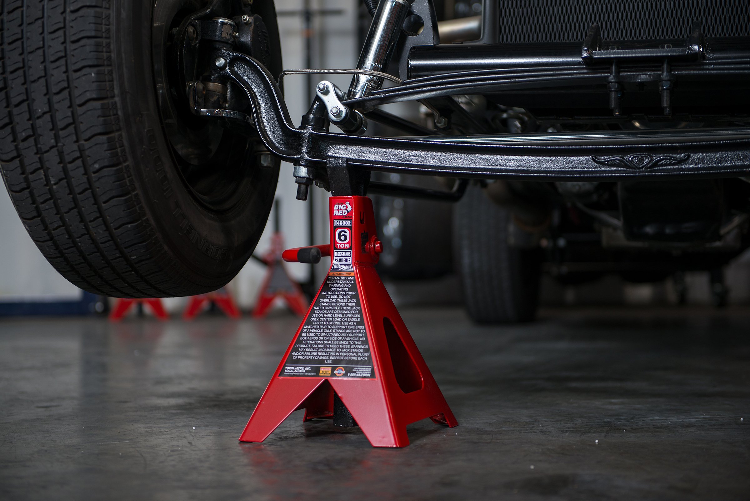 Torin T46202 6 Ton (12,000 lb) Capacity Steel Jack Stands - Heavy Duty Red Car Jack Stands for Vehicle Support, Auto Repair & Maintenance - 1 Pair