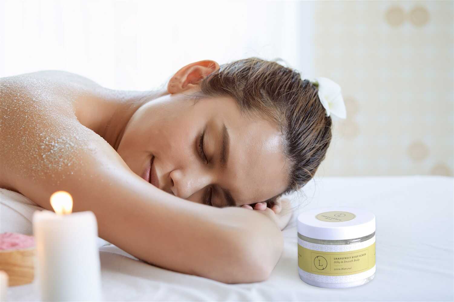Grapefruit Body Salt Scrub - Exfoliating & Moisturizing Citrus Scrub for Soft Skin | Spa Quality Bath & Shower Exfoliator for Dry Skin Care
