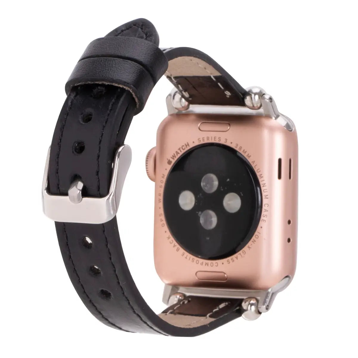 Premium Black Leather Ultra Slim Apple Watch Band - Stylish & Comfortable Replacement Strap for Workouts, Office & Everyday Wear