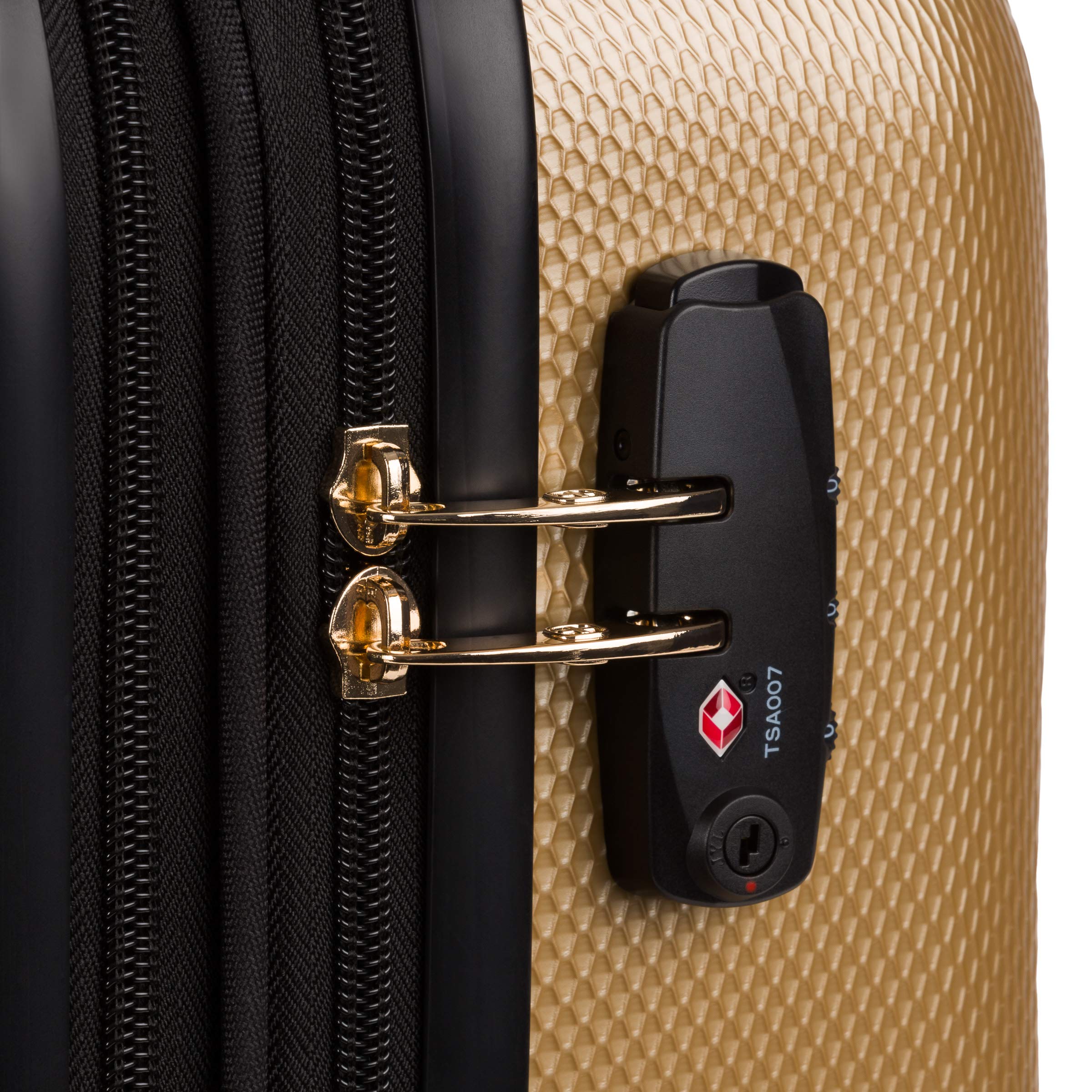SwissGear 7272 Energie Expandable Hardside Spinner Wheel Carry-On Luggage 19 Inch with TSA Lock - Gold | Perfect for Air Travel, Business Trips & Weekend Getaways