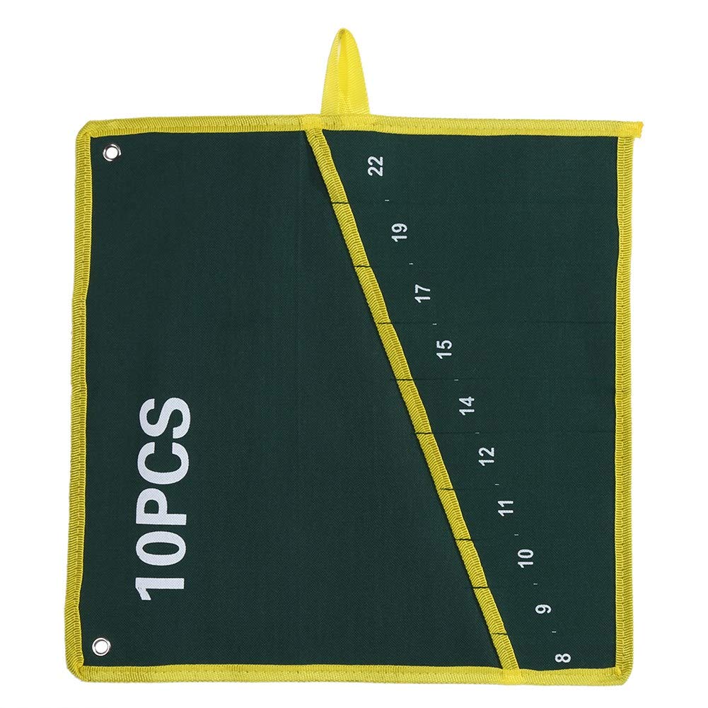 1Pcs Heavy Duty Tool Pouch with 10 Pockets - Wrench Storage Organizer Bag for Electricians, Plumbers & DIY - Durable Green Tool Belt Accessory for Construction, Home Repair & Workshop Use
