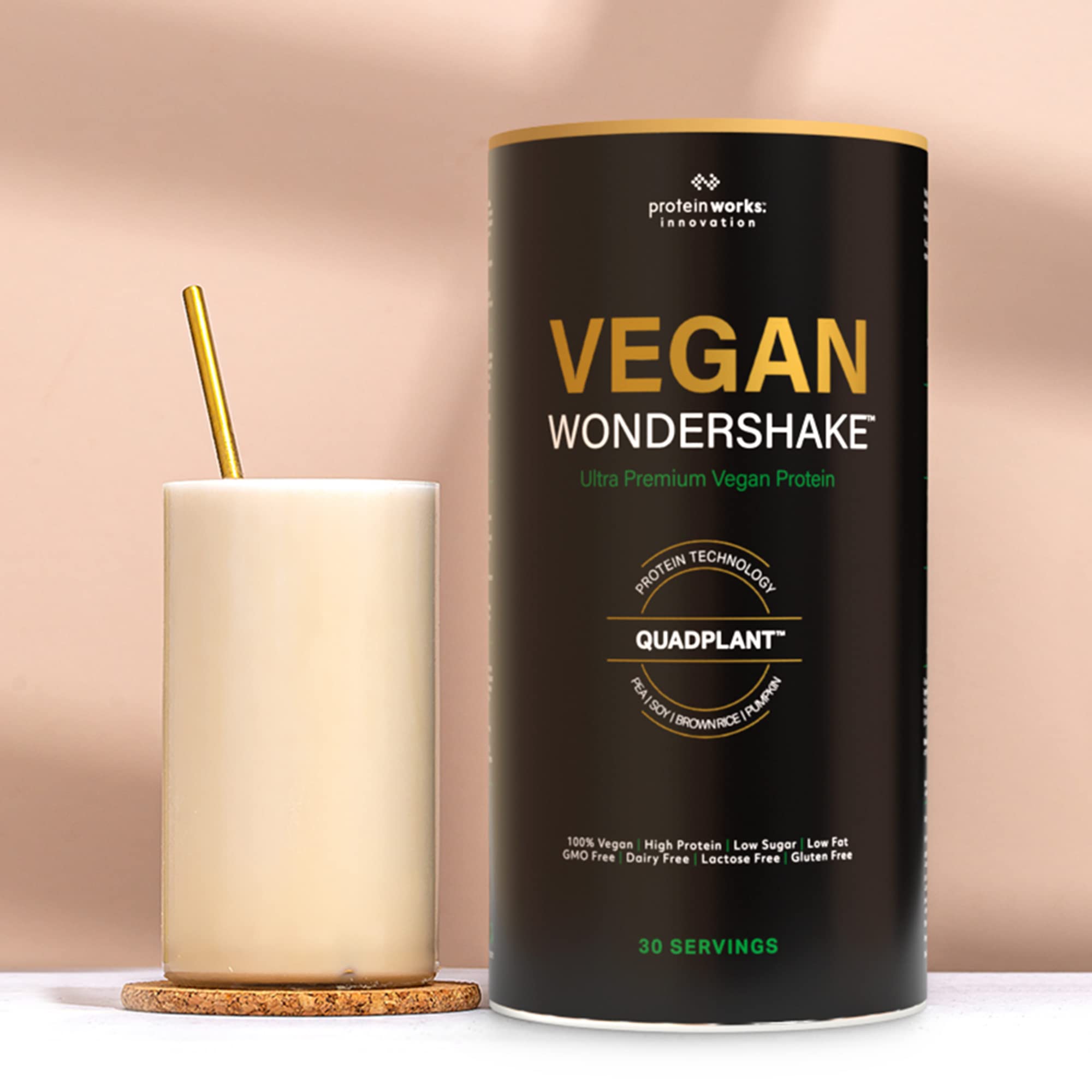 Protein Works Vegan Wondershake - Premium Vegan Protein Powder Mix, Salted Caramel Flavor, 30 Servings | Plant-Based Protein Supplement for Post-Workout Recovery & Healthy Lifestyle