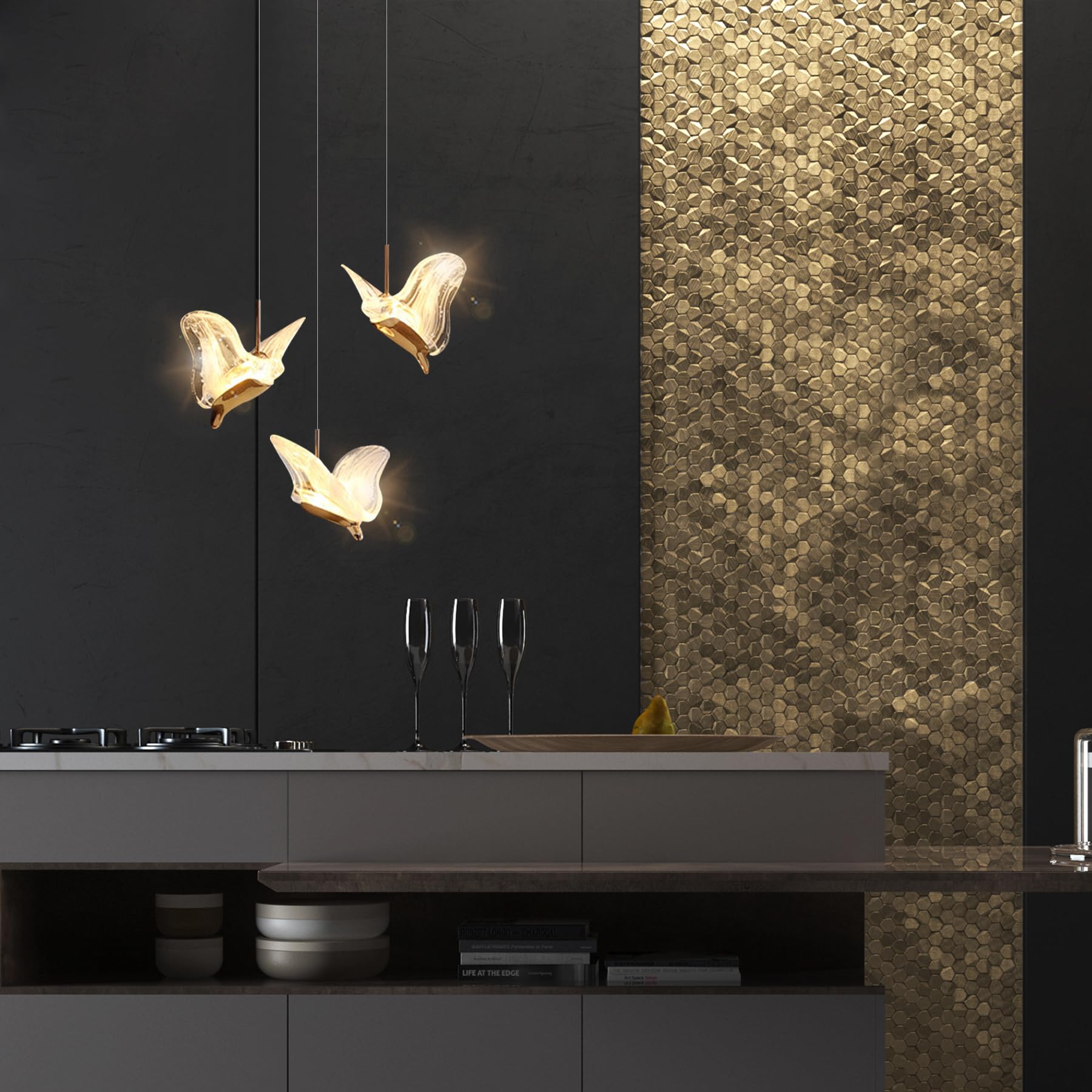 Modern Mini Chandelier LED Pendant Light - Dimmable Kitchen Island Lighting, Dining Room & Bedroom Ceiling Fixture (2700K-6000K) | Perfect for Contemporary Homes, Restaurants and Cozy Spaces