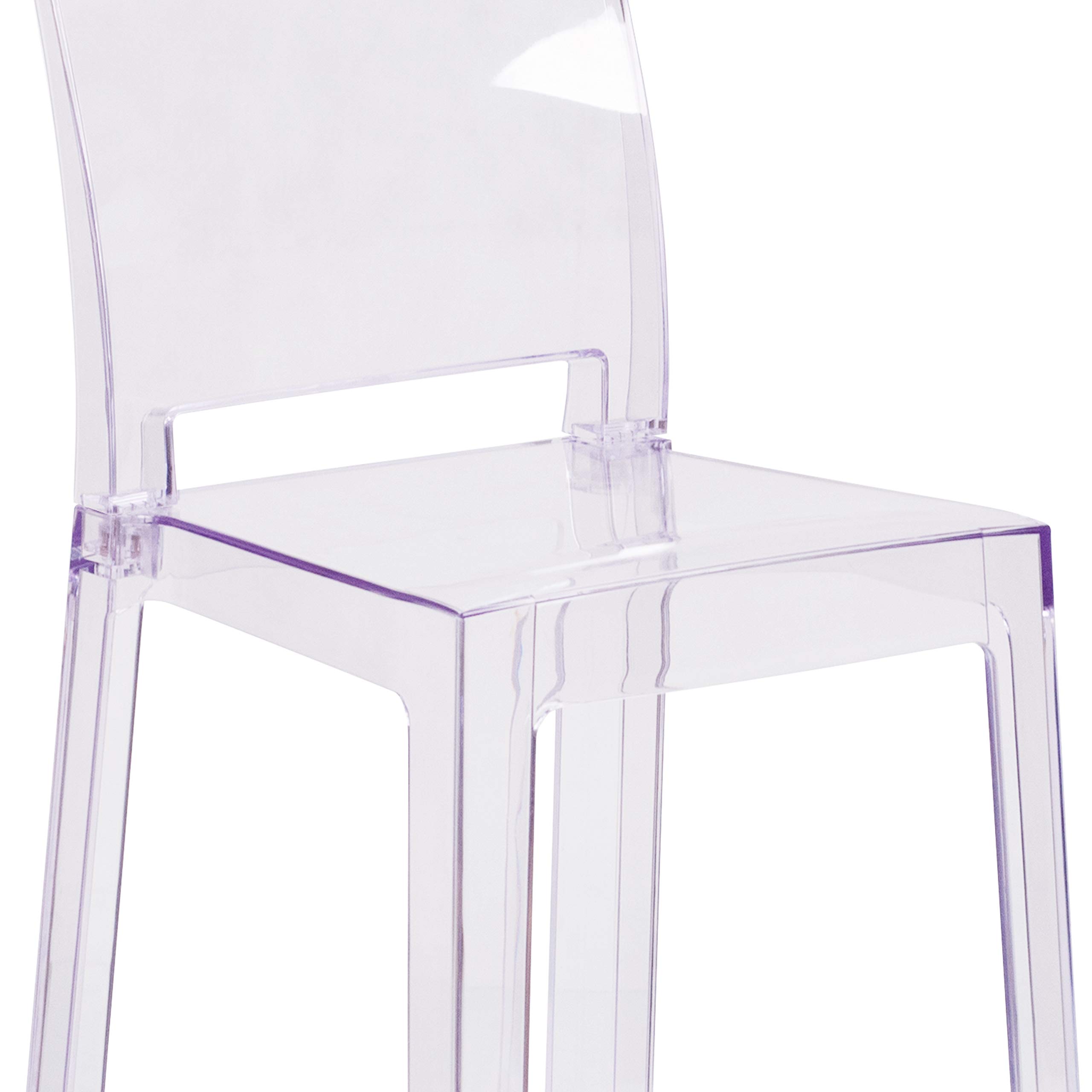Transparent Crystal Ghost Counter Stool with Square Back - Modern Bar Stool for Kitchen Island, Dining Room, and Home Decor