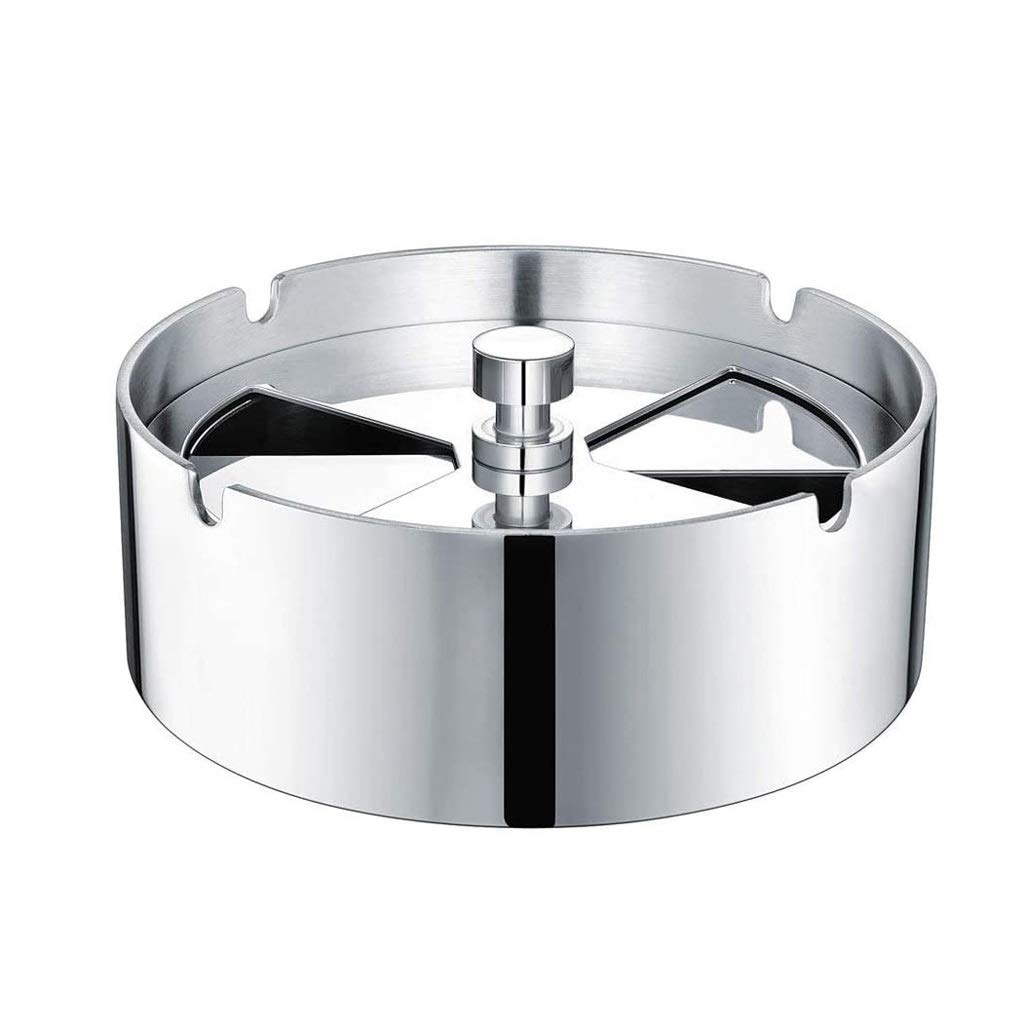 Premium Stainless Steel Round Revolving Ashtray with Spinning Tray - Windproof Design for Indoor & Outdoor Use - Perfect for Home, Office, Hotel, Car, and Patio Smoking Areas