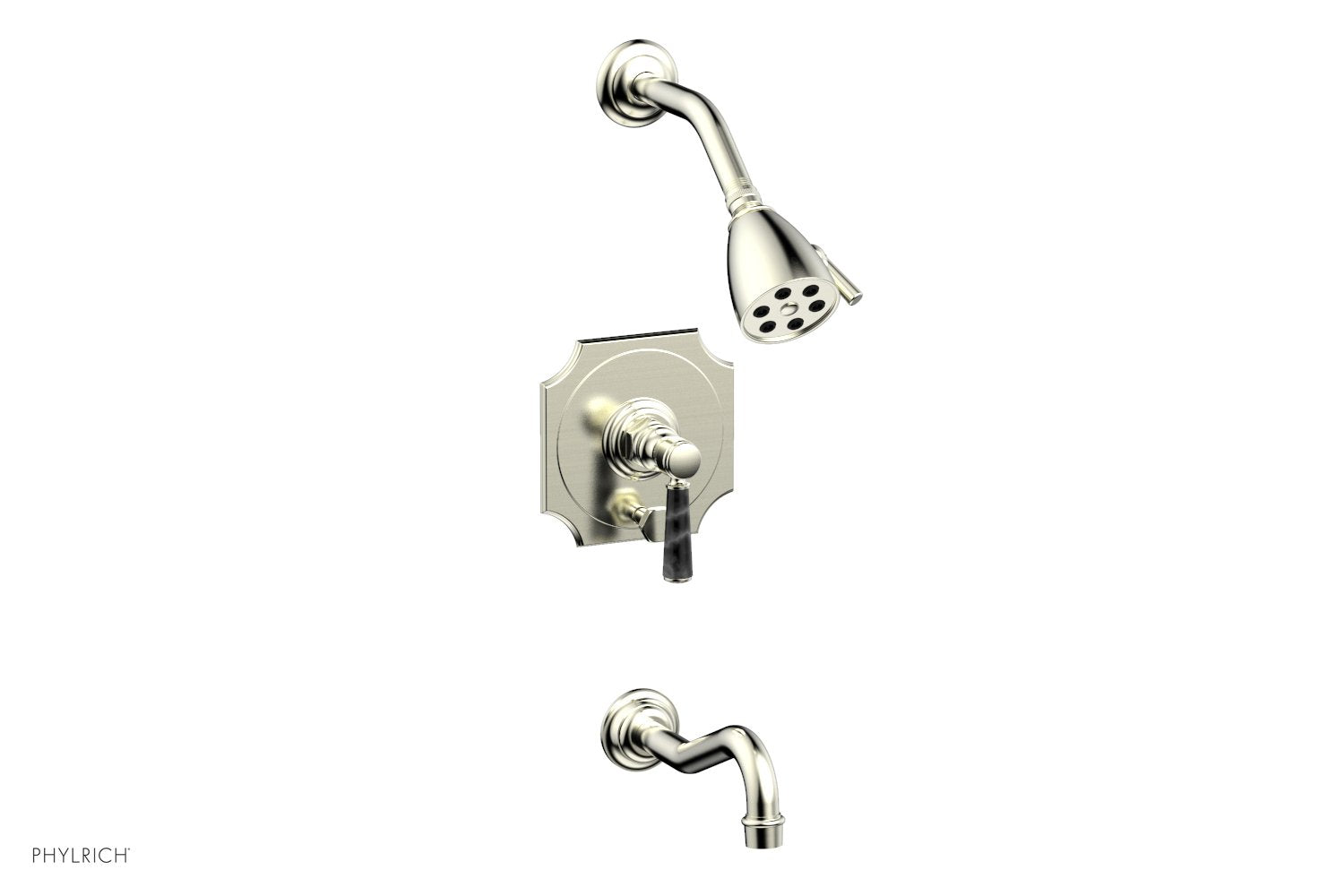 HENRI Pressure Balance Tub and Shower Faucet Set - Black Marble Lever Handle 161 31 for Bathroom & Shower Installation | Modern Matte Finish, Easy to Clean, Durable Design