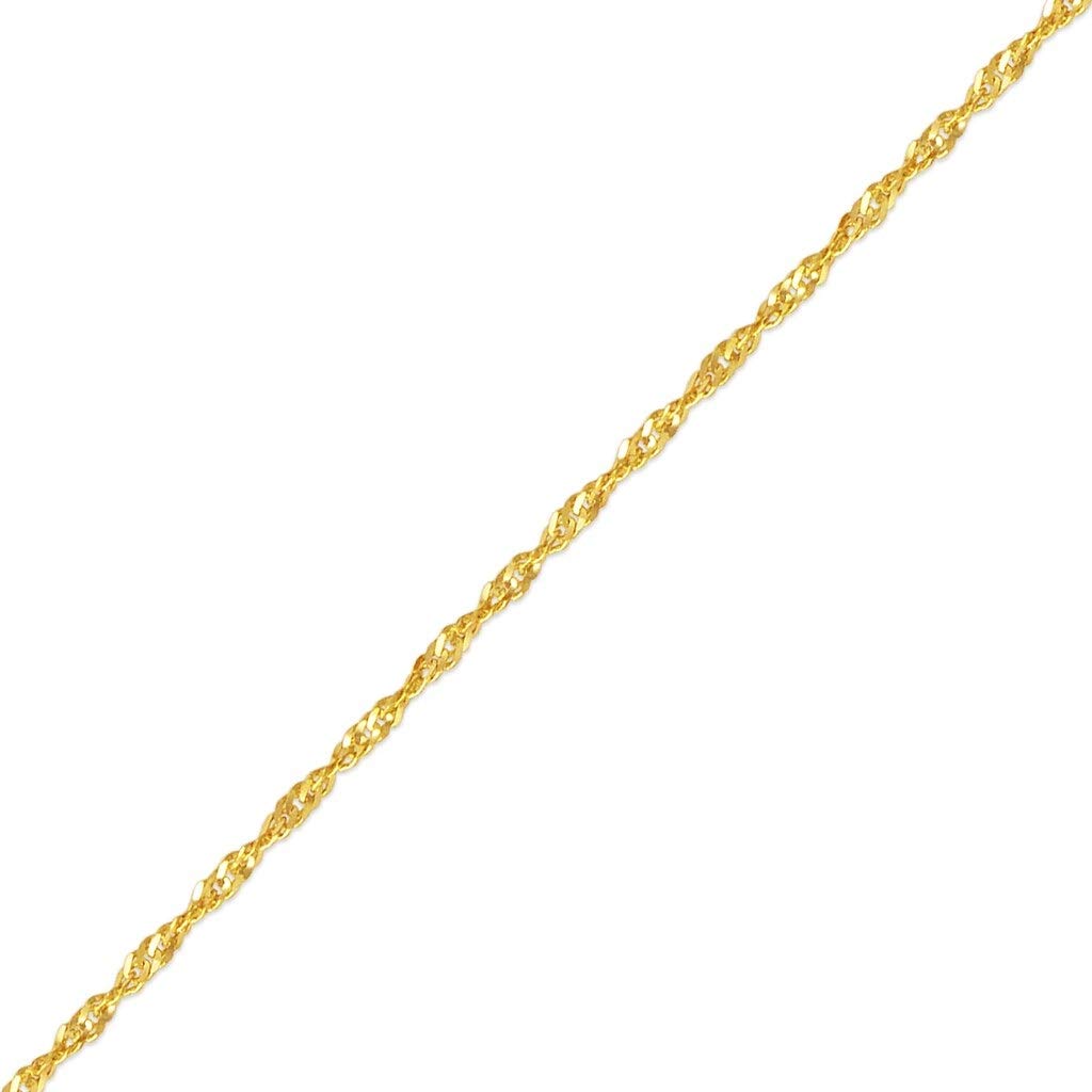 14K Yellow Gold Singapore Chain Necklace - Italian Crafted Strong & Shiny Link Jewelry for Women & Men - 16 to 24 Inches Length, 0.70MM to 2.50MM Width - Perfect Gift for Anniversary, Wedding & Special Occasions