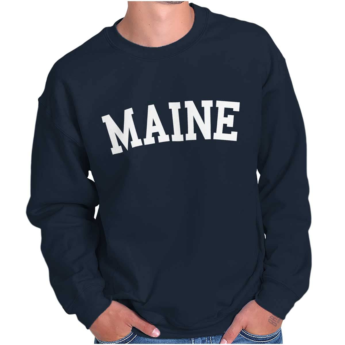 Maine Simple Traditional Classic Unisex Sweatshirt - Cozy Pullover for Men & Women - Perfect for Casual Wear, Outdoor Activities & Layering in Cold Weather