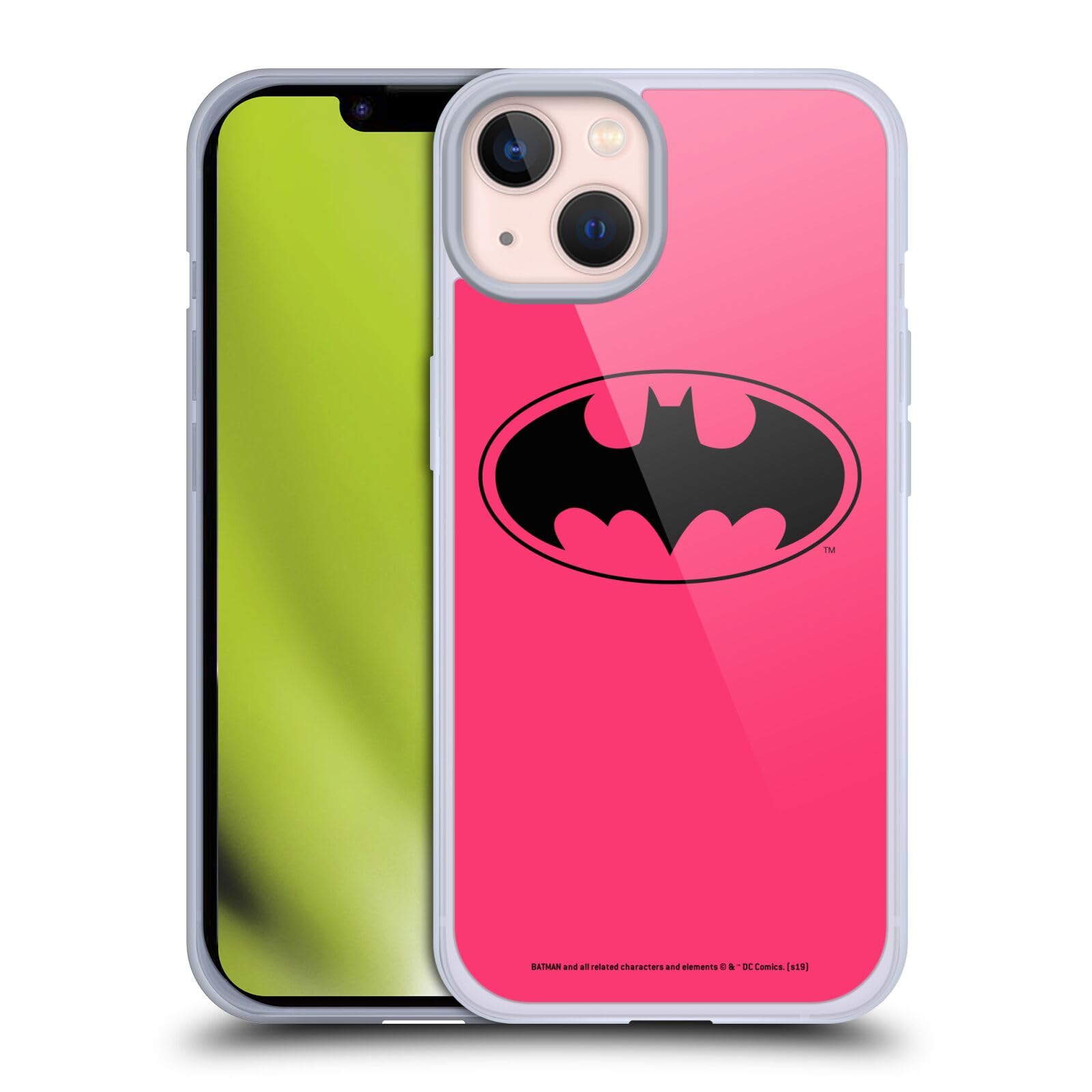 Official Batman DC Comics Pink Logo Soft Gel Case for Apple iPhone 13 - Protective & Stylish Phone Cover for Superhero Fans, Perfect for Daily Use, Work & Comic Conventions