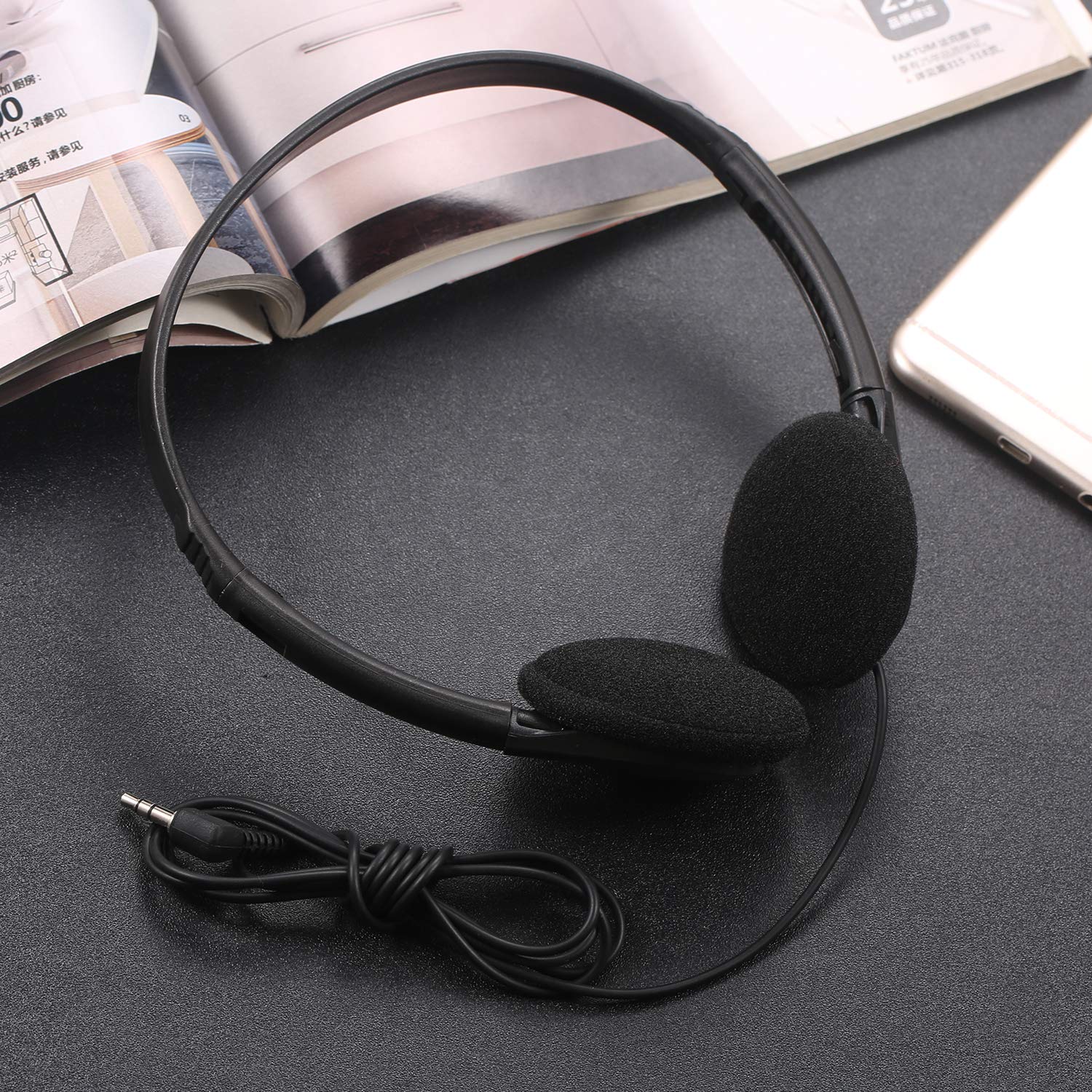 Bulk Classroom Headphones 100 Pack - Durable School Headphones for Kids, Students, Teens - Compatible with iPad, Chromebook, Kindle & Computers (Black) - Perfect for Classrooms, Libraries & Online Learning