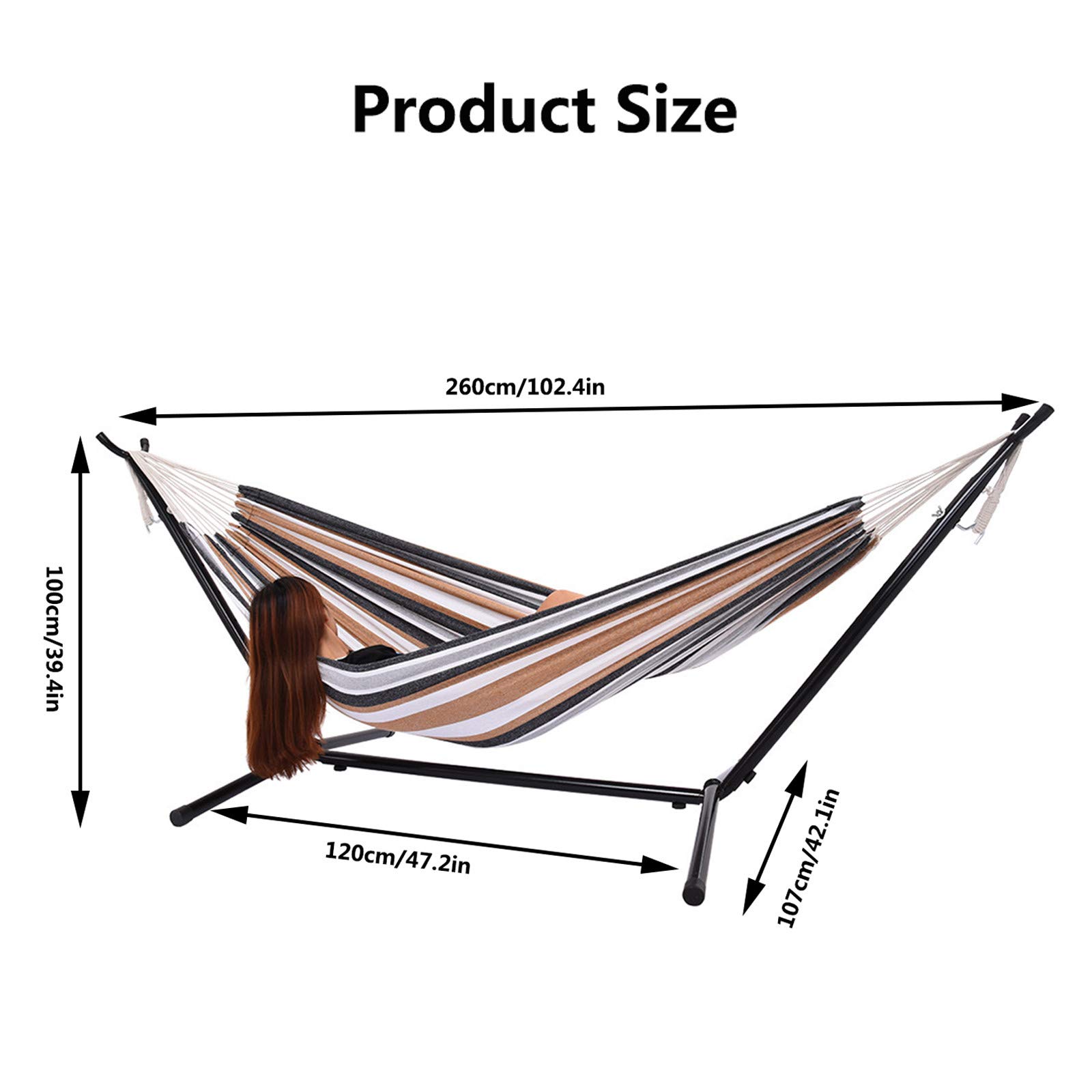 Portable Hammock Swing with Stand for Adults - Heavy Duty 450lbs Capacity, Space Saving Steel Frame & Carrying Case - Perfect for Backyard, Patio, Camping & Relaxation