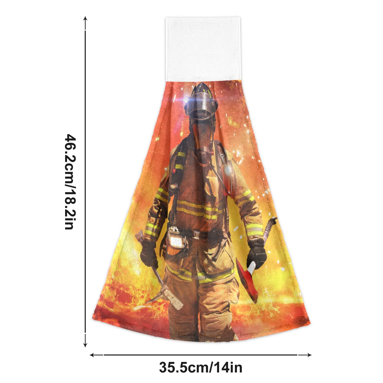Exnundod Firefighter Kitchen Towel Set of 2 - Ultra Soft Microfiber Hand Towels for Bathroom, Kitchen & Laundry | Highly Absorbent, Quick-Drying with Hanging Loop | Perfect for First Responders, Home & Rescue Team Decor